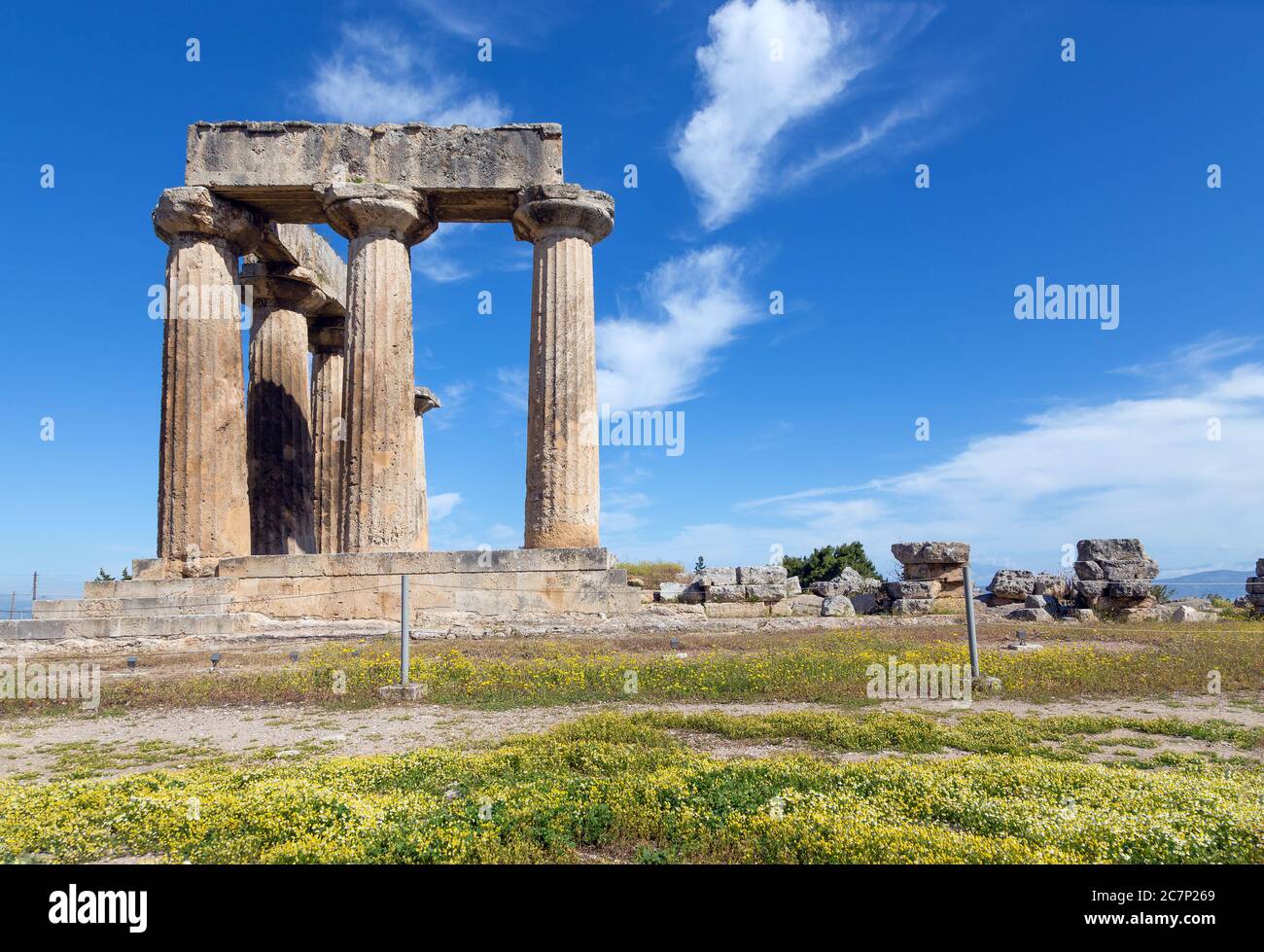 Temple of Apollo, Ancient Corinth, Greece Stock Photo Alamy