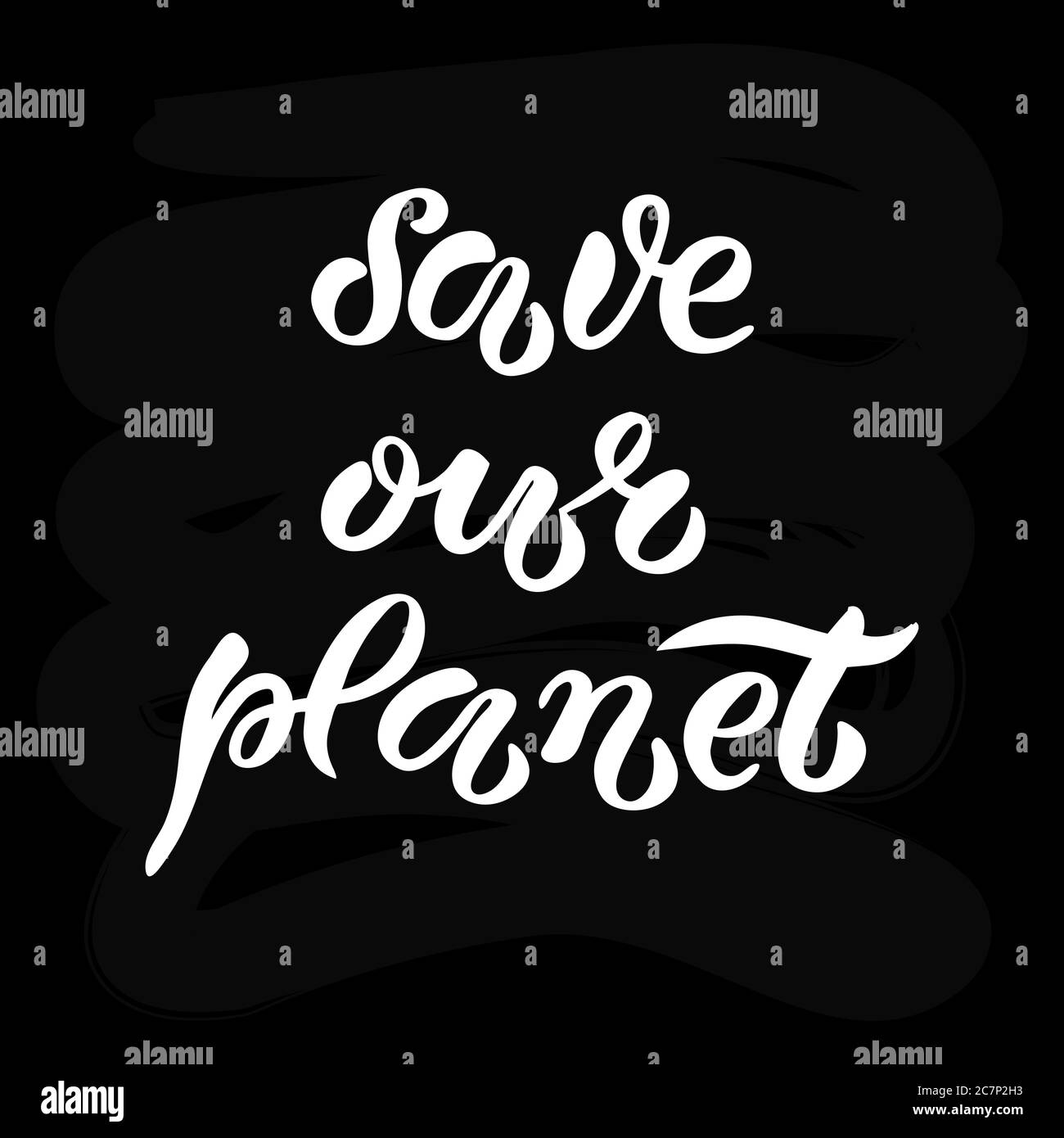 Hand-drawn and digitized lettering 'Save our planet', vector illustration EPS 10. Earth Day poster. Ecology theme illustration. Motivational text, drawn typography badge, card, postcard, banner, tag, logo.. Stock Vector
