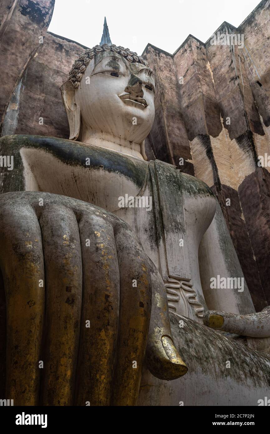 a big Buddha Statue in Wat  Cha lum, Sukhothai historical park, Thailand Stock Photo