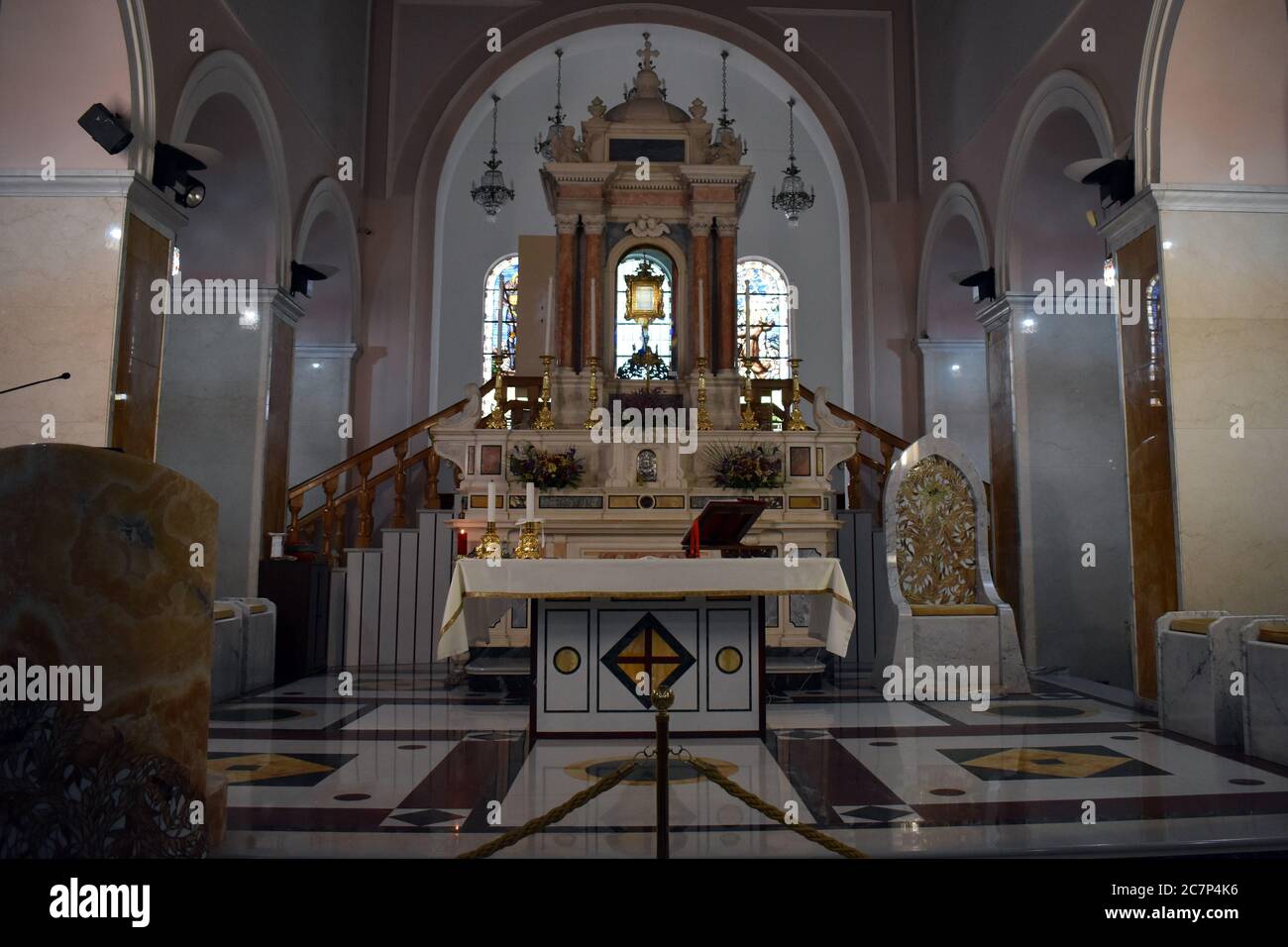 The interior of the Volto Santo di Manoppello church, housing the Holy Face image. Stock Photo