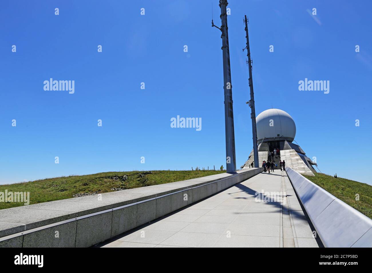 Radar station on the summit of the Grand Ballon, at 1,424 metres the highest peak of the Vosges (Alsace, France) Stock Photo