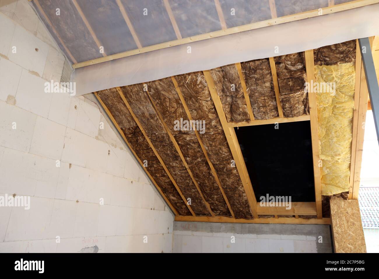 Thermal insulation with mineral wool Stock Photo Alamy