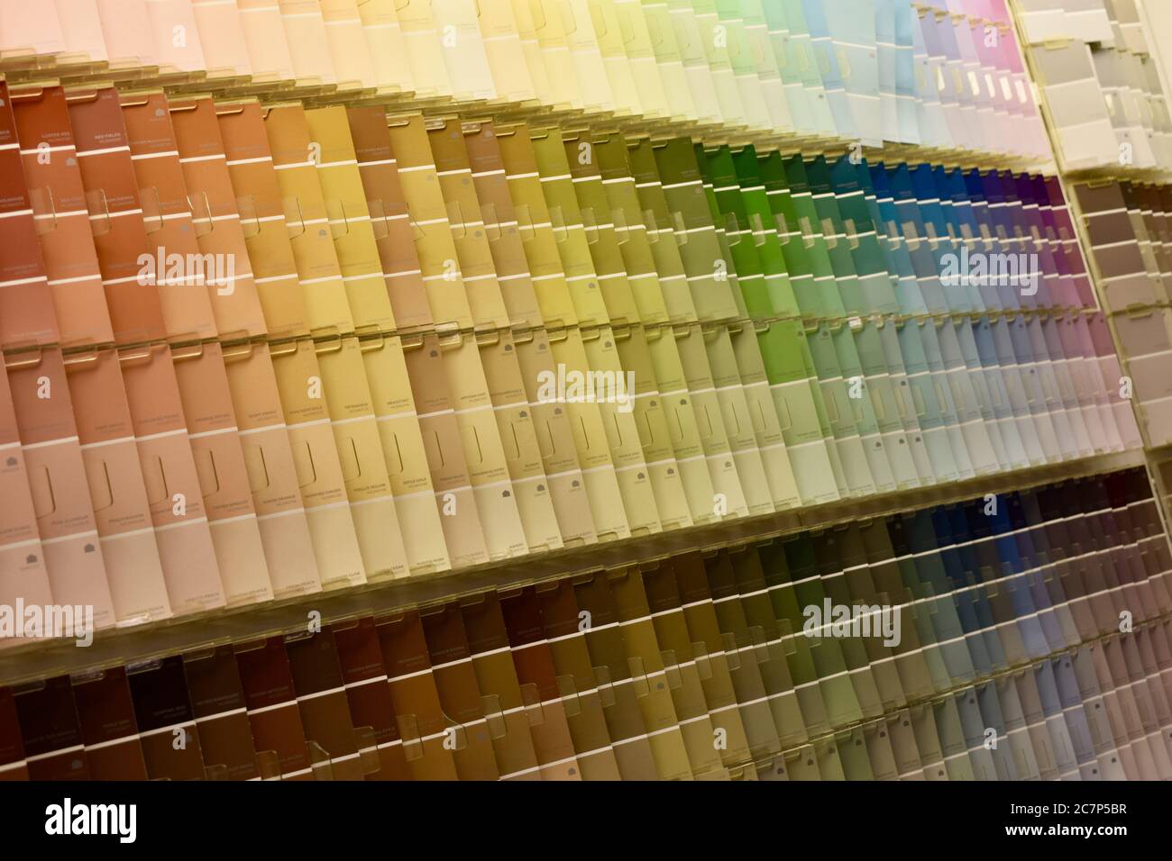 Side angle of paint color samples at a store for home decor Stock Photo ...