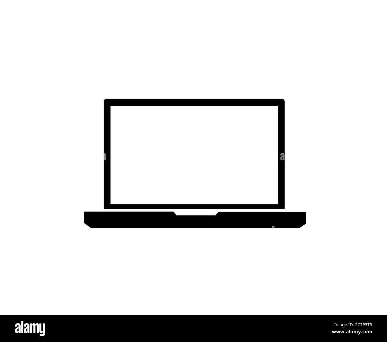 pc laptop computer icon black white background Stock Photo - Alamy