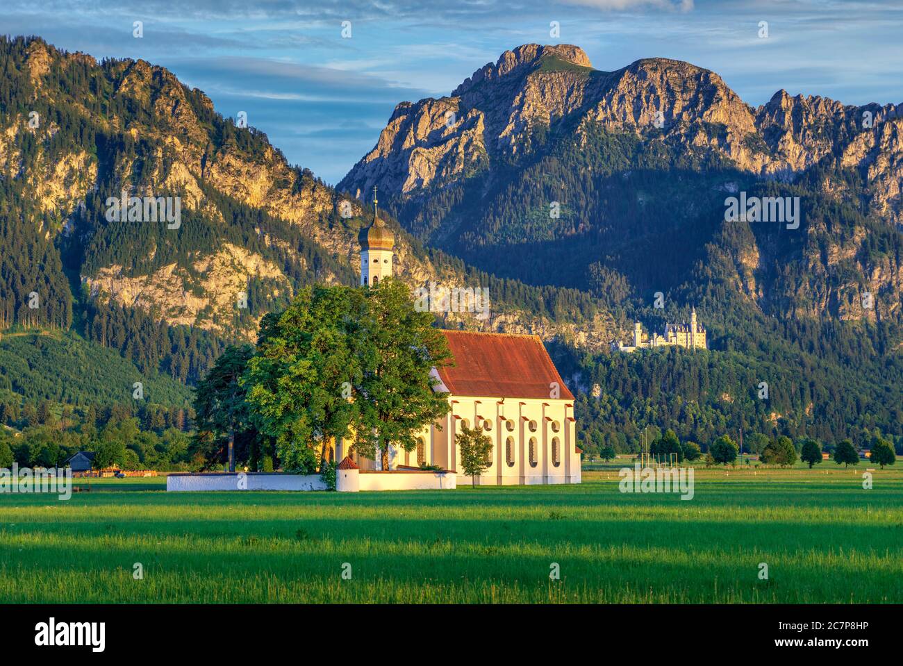 Pilgrimage church of St. Coloman and Neuschwanstein Castle, Schwangau ...