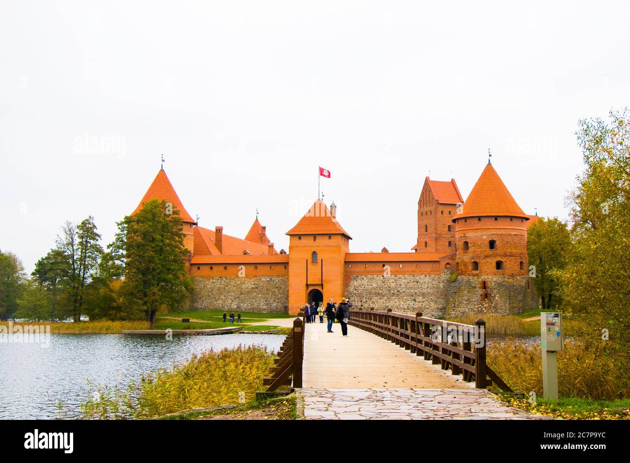 Trakai castle in the Vilnius county, Unesco world heritage list, Island on the Galve lake. Red stone castle. Lithuania. Stock Photo