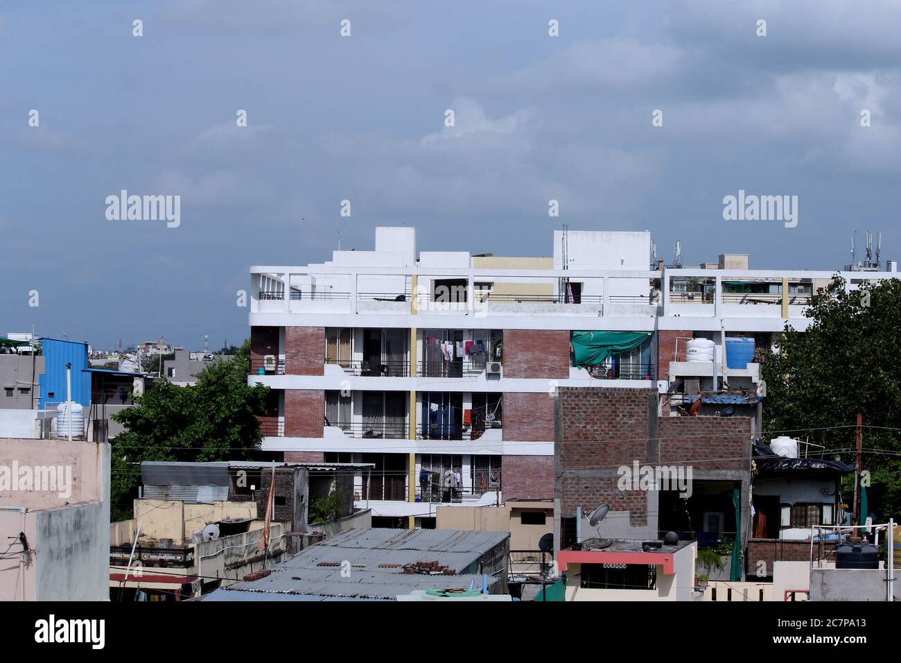 residential buildings and houses in city, Indian street sky background with  old house and nature in Indore, India-july 2020 Stock Photo - Alamy