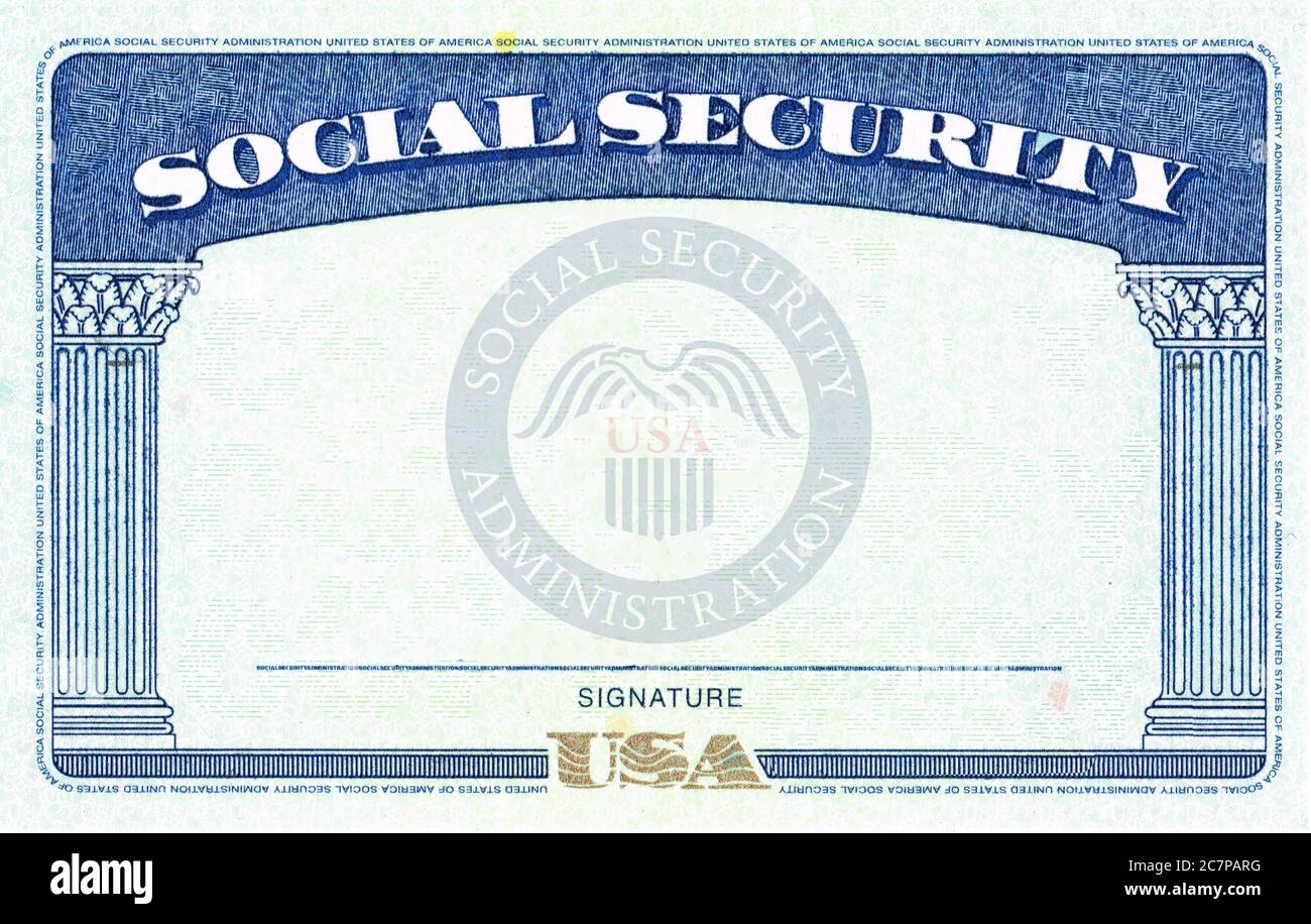 American Social Security Card generic blank SSN Stock Photo