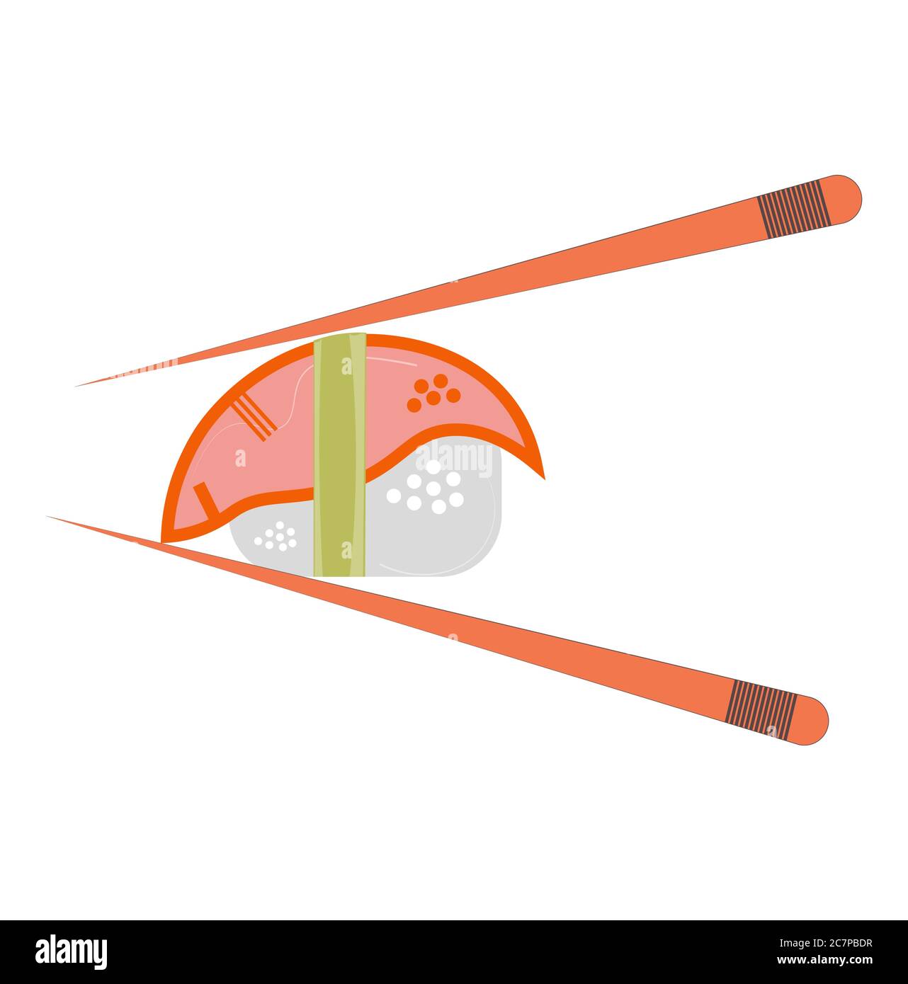 Sushi vector with chopsticks on a white background Stock Vector