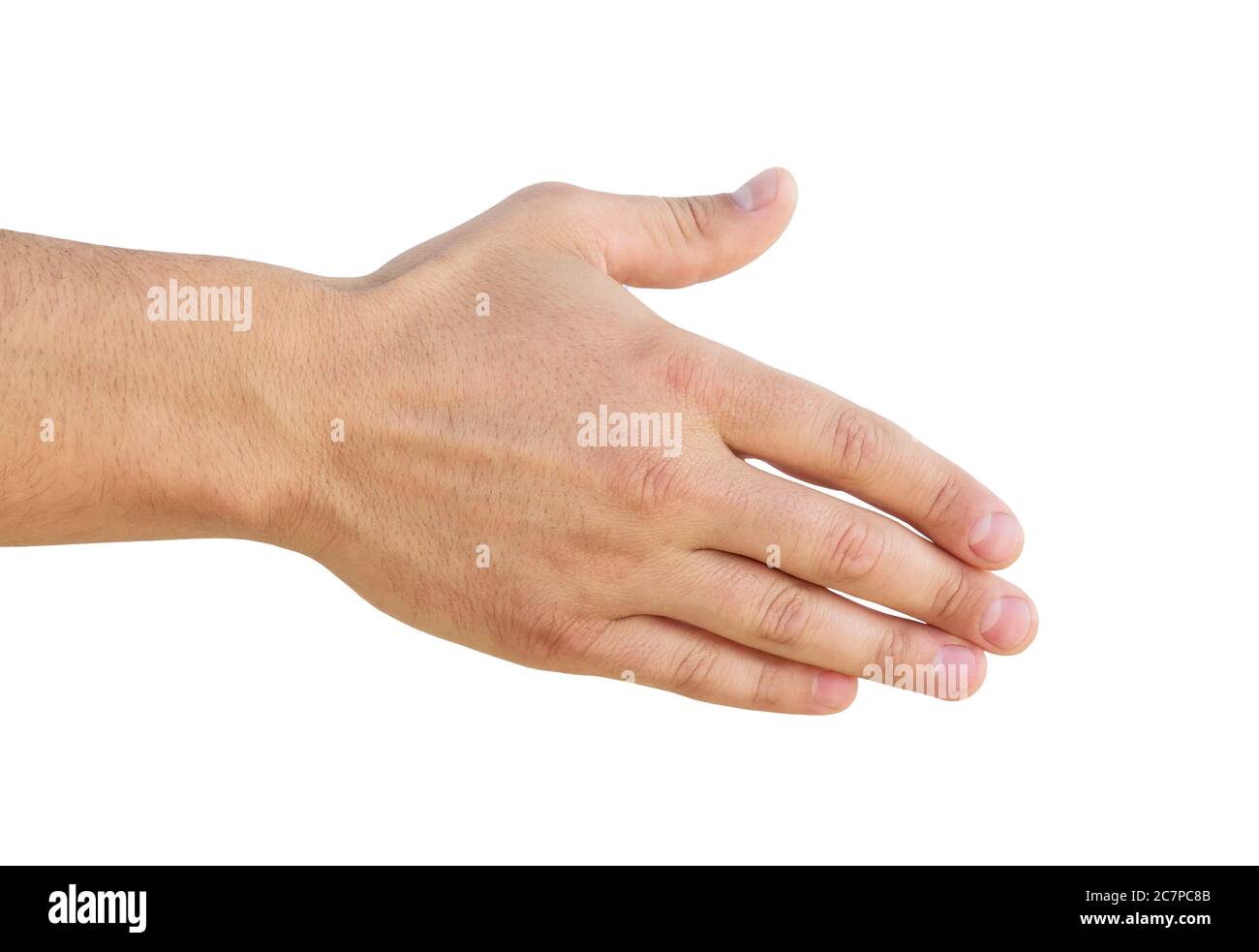 Empty man hand sign isolated on white background Stock Photo