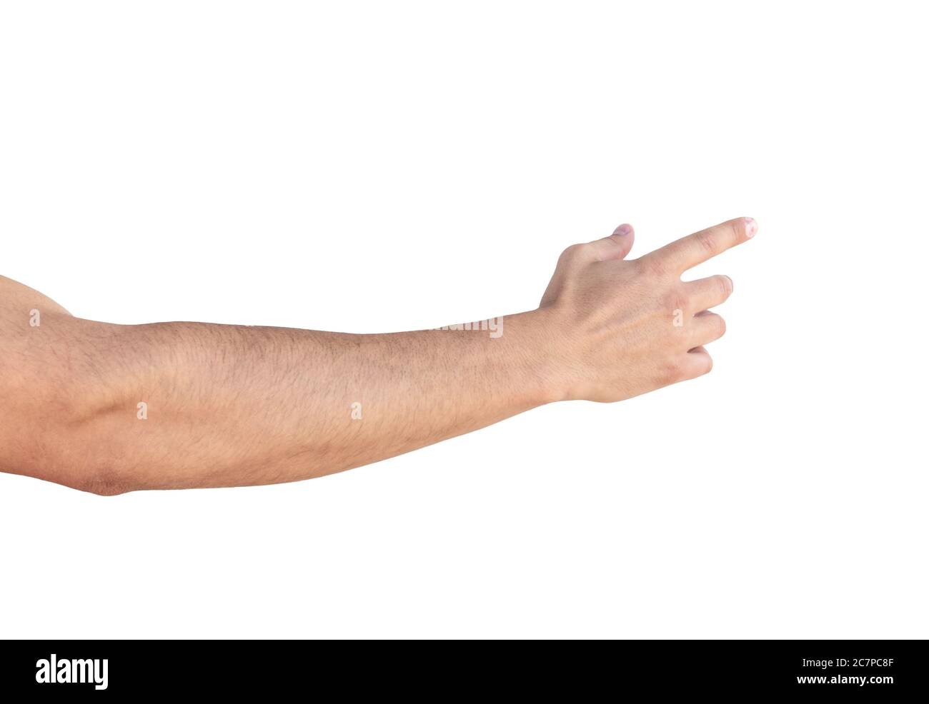 Empty man hand sign isolated on white background Stock Photo