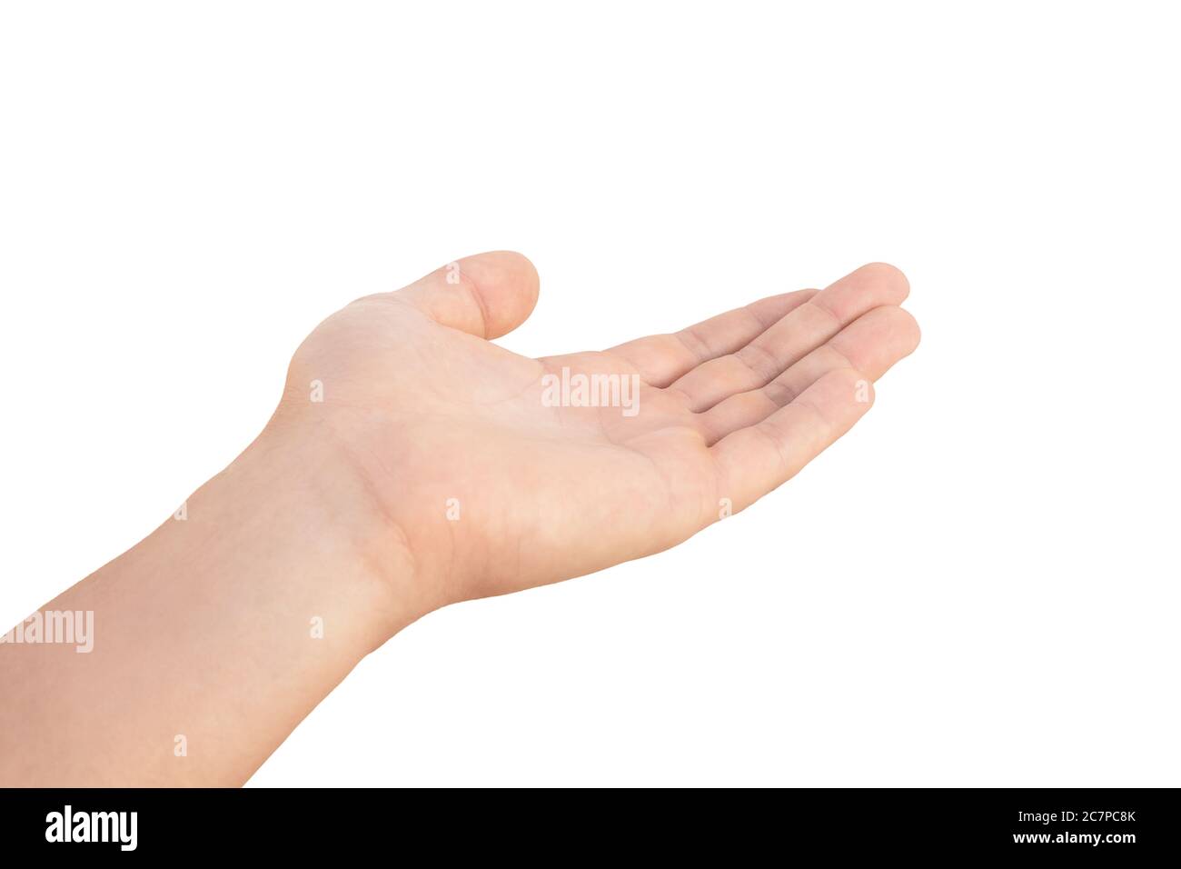Empty man hand sign isolated on white background Stock Photo