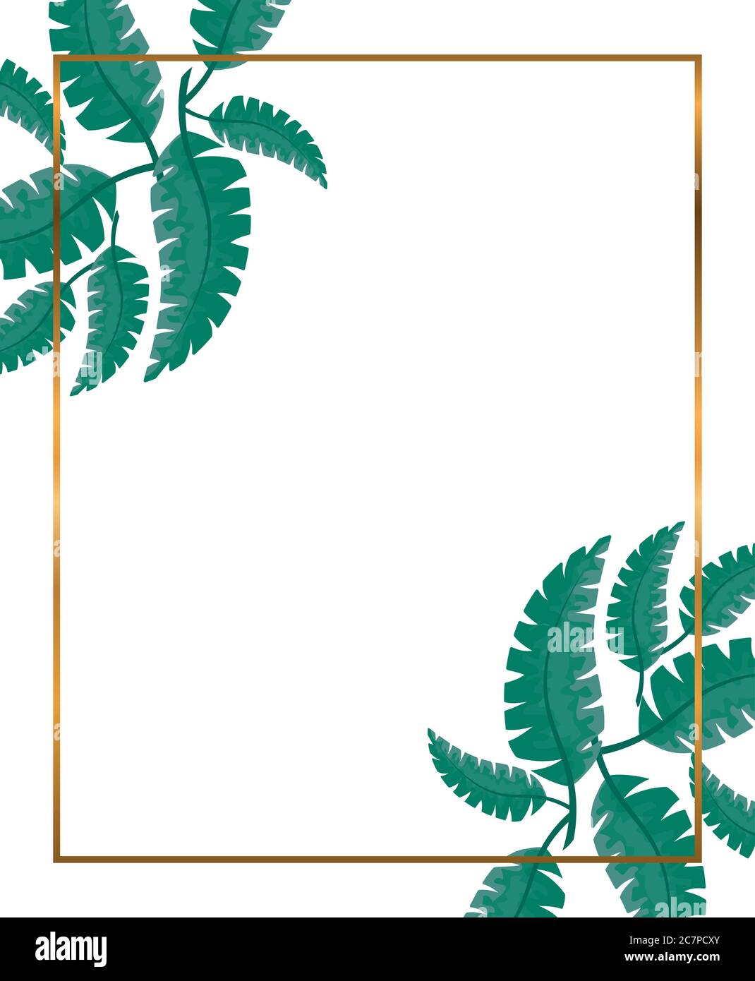 golden frame with decoration of branches vector illustration design ...