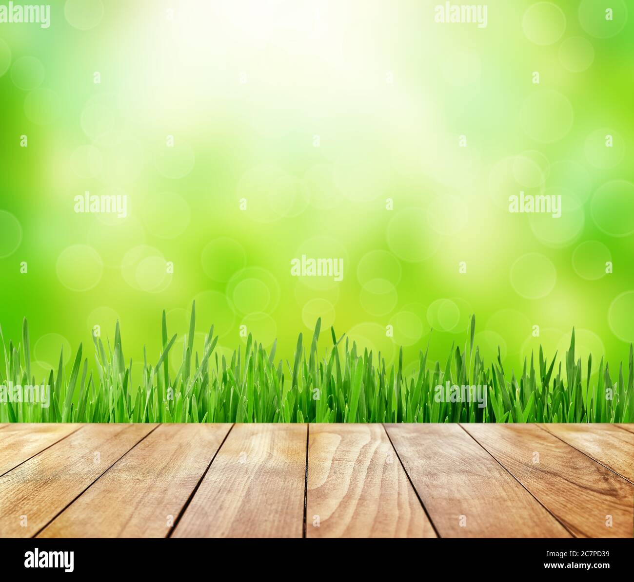 Wood floor green grass background hi-res stock photography and images -  Alamy