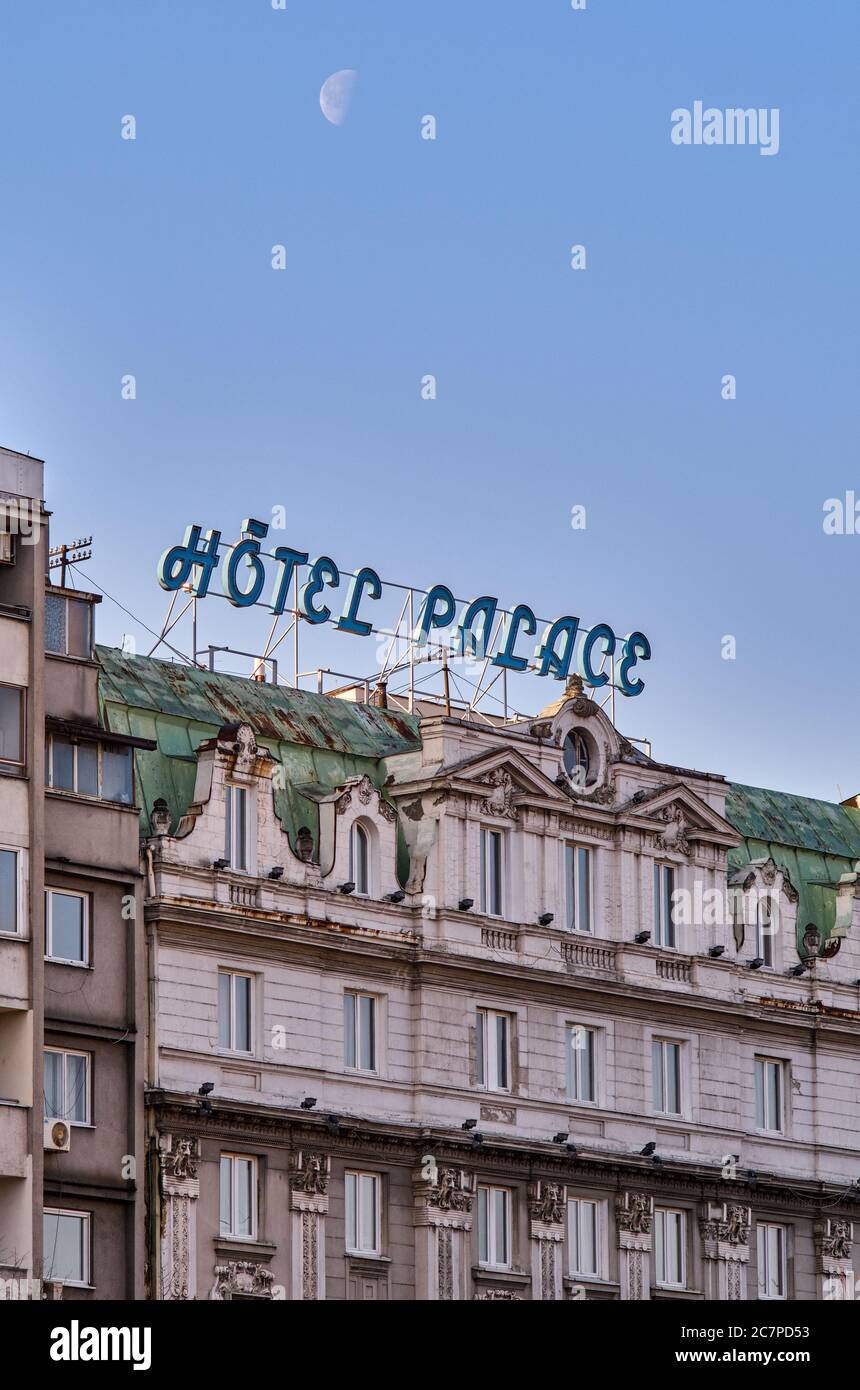 Belgrade / Serbia - February 15, 2020: Facade of the old Hotel Palace opened in 1923, in Belgrade, Serbia Stock Photo