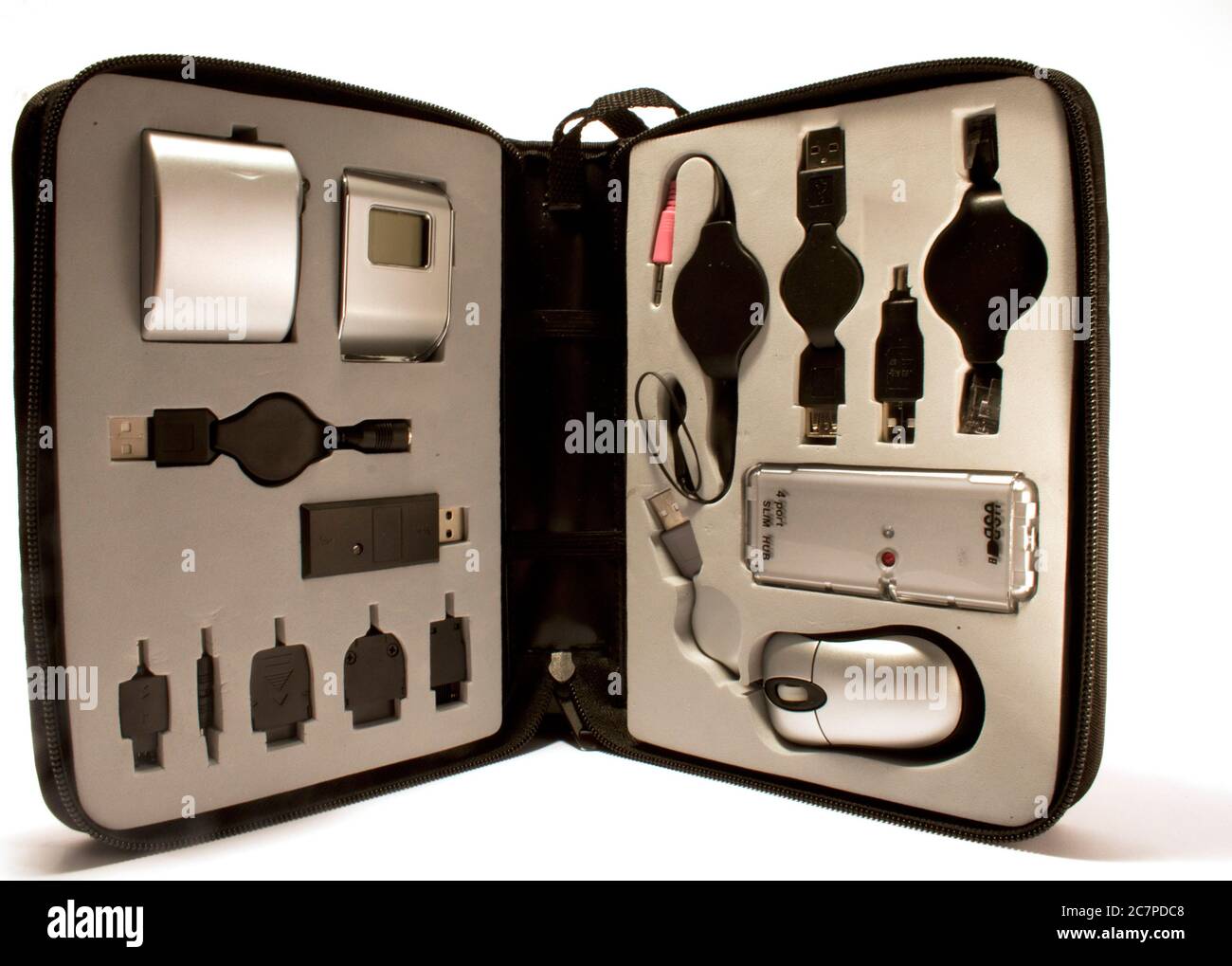 Closeup shot of computer set of accessories isolated on a white ...