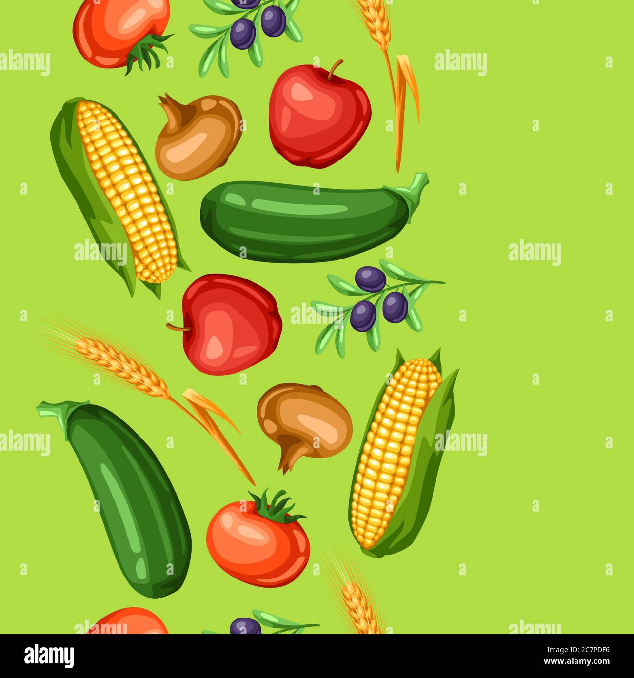 Harvest seamless pattern with fruits and vegetables Stock Vector Image ...