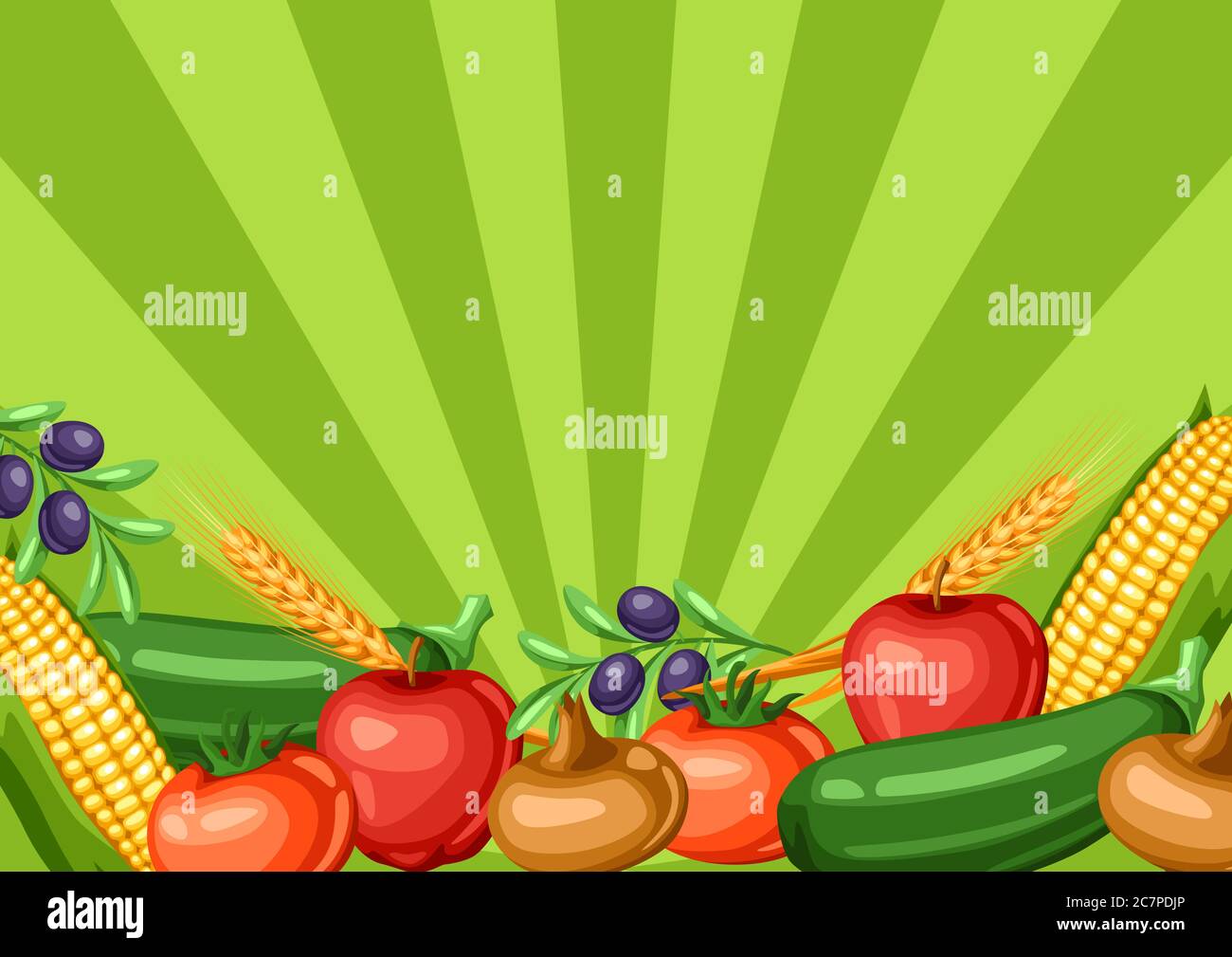 Harvest festival background with fruits and vegetables Stock Vector ...