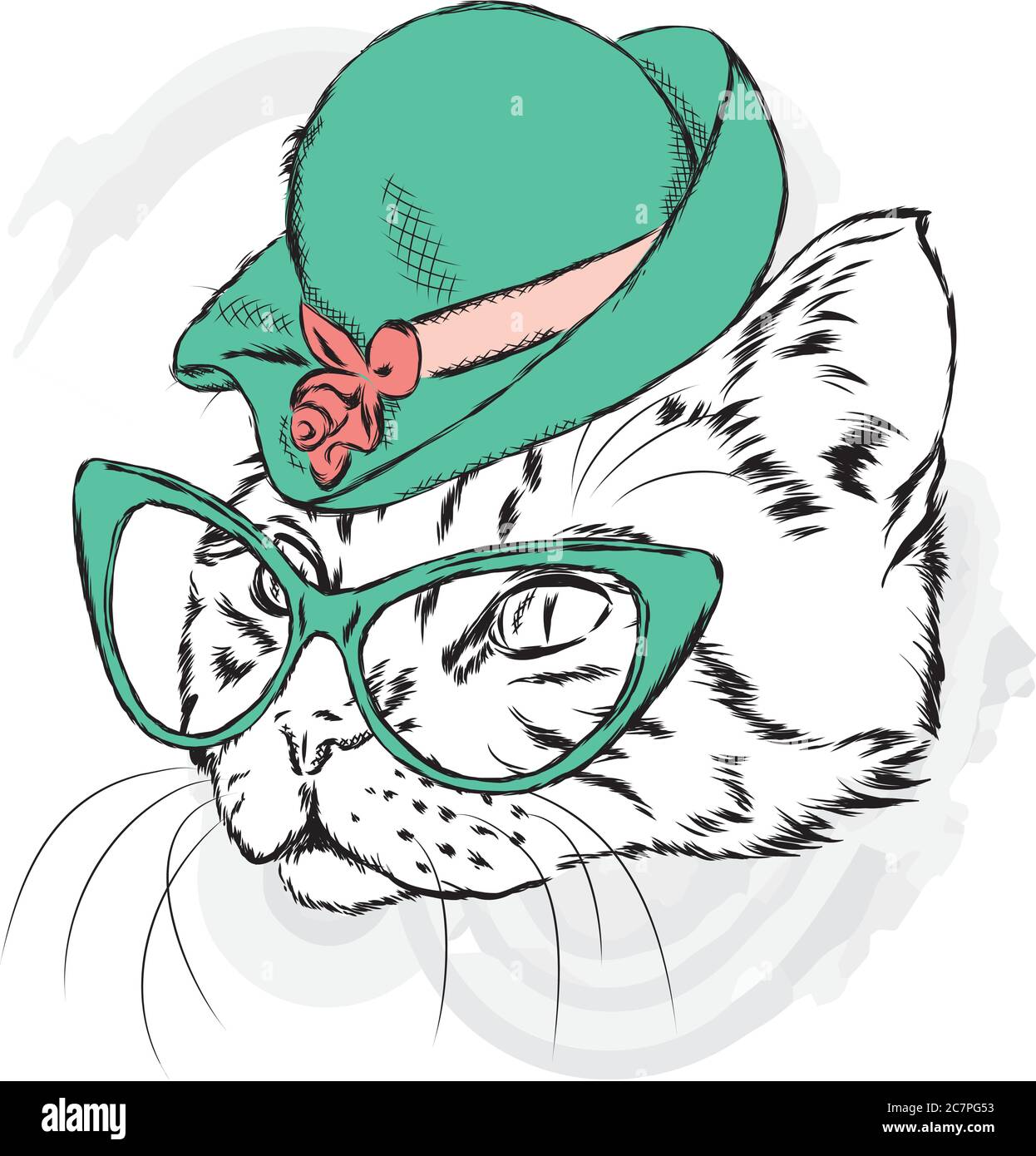 Cat in a hat and glasses. Vector illustration Stock Vector Image & Art -  Alamy