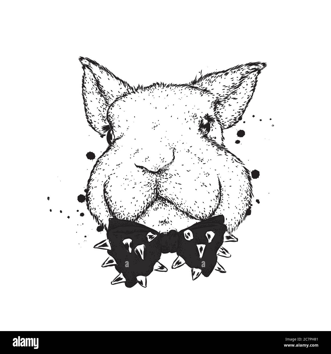 Ears cute fluffy rabbit Black and White Stock Photos & Images - Alamy