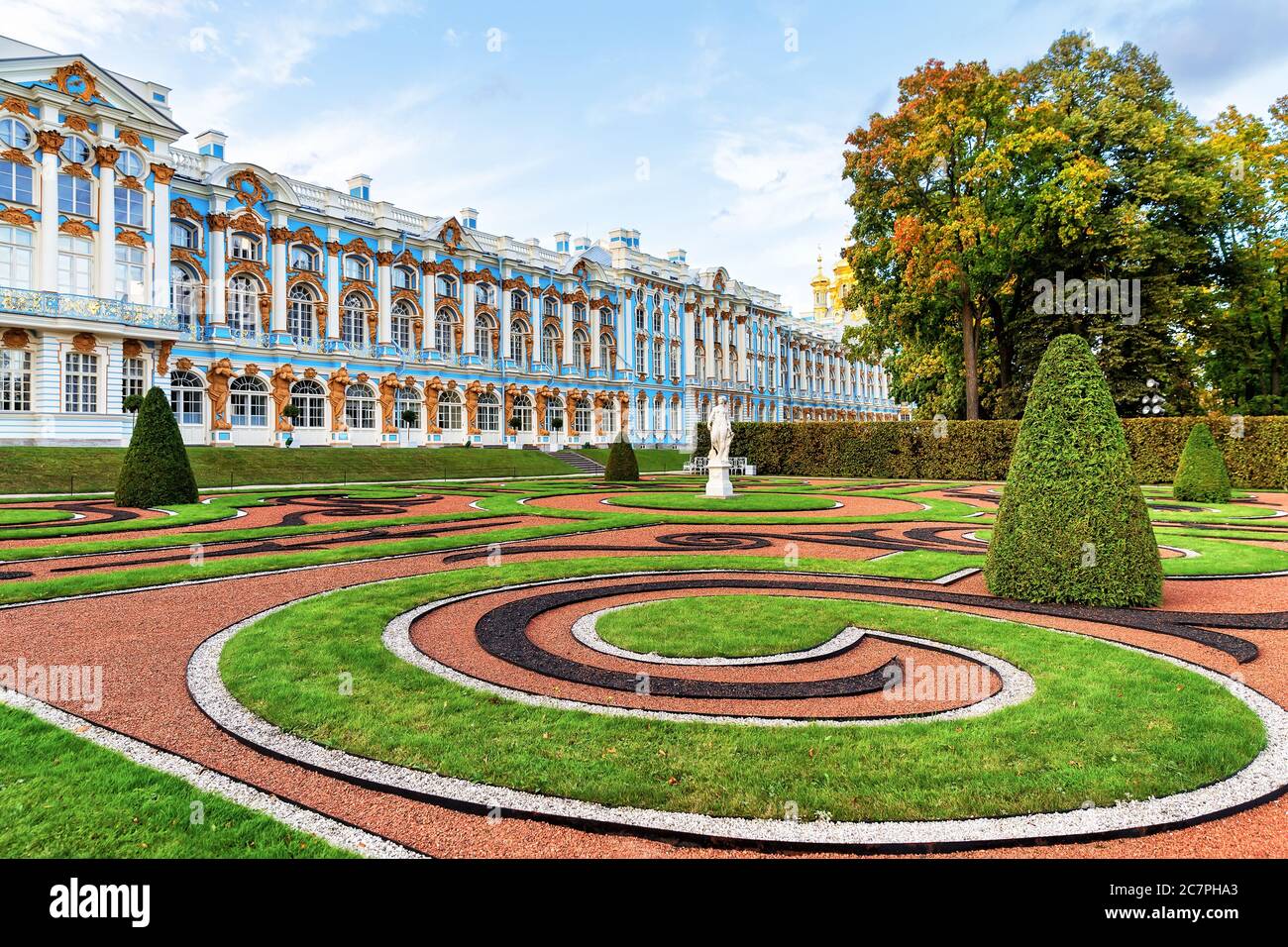 Garden in Catherine's palace in Tsarkoie Selo (Pushkin), Russia Stock Photo