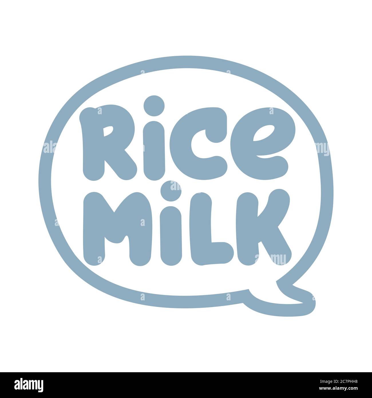 Rice Milk label. Handwritten calligraphy restaurant, cafe menu