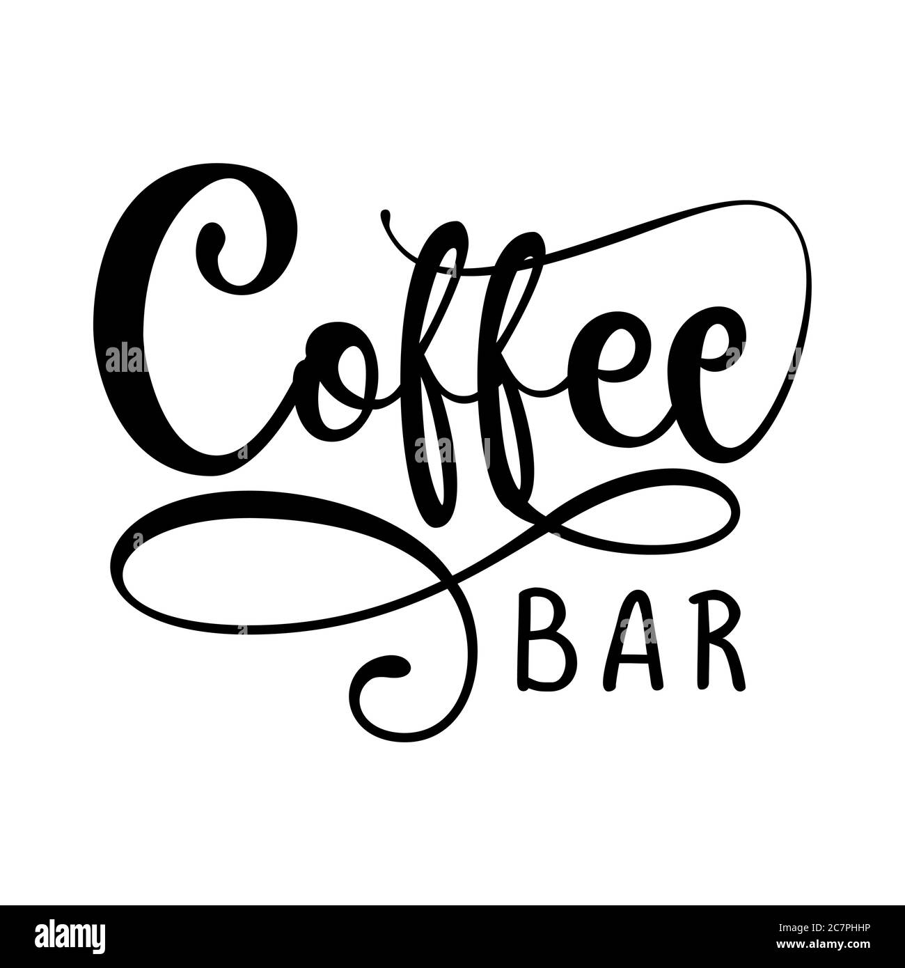 COFFEE bar logo - design for Bars, restaurants, coffe shops, flyers, cards, invitations, stickers, banners. Hand painted brush pen modern calligraphy Stock Vector