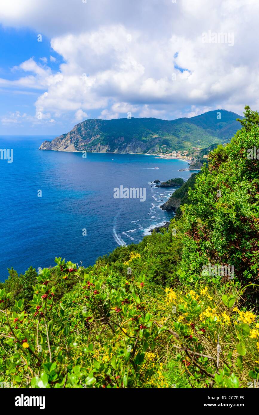 Monterosso - Village of Cinque Terre National Park at Coast of Italy. Province of La Spezia, Liguria, in the north of Italy - Travel destination for h Stock Photo
