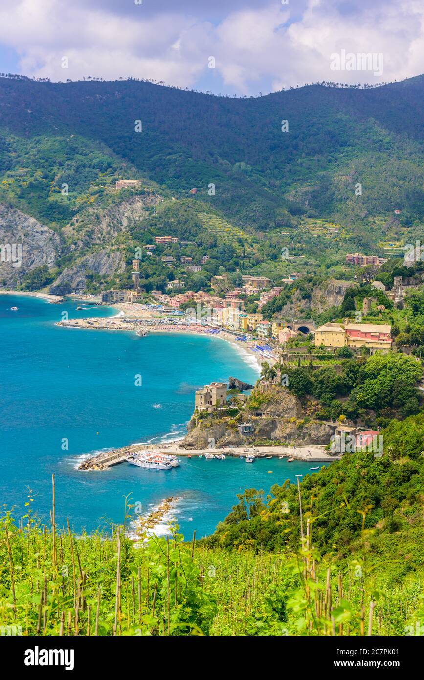 Monterosso - Village of Cinque Terre National Park at Coast of Italy. Province of La Spezia, Liguria, in the north of Italy - Travel destination for h Stock Photo