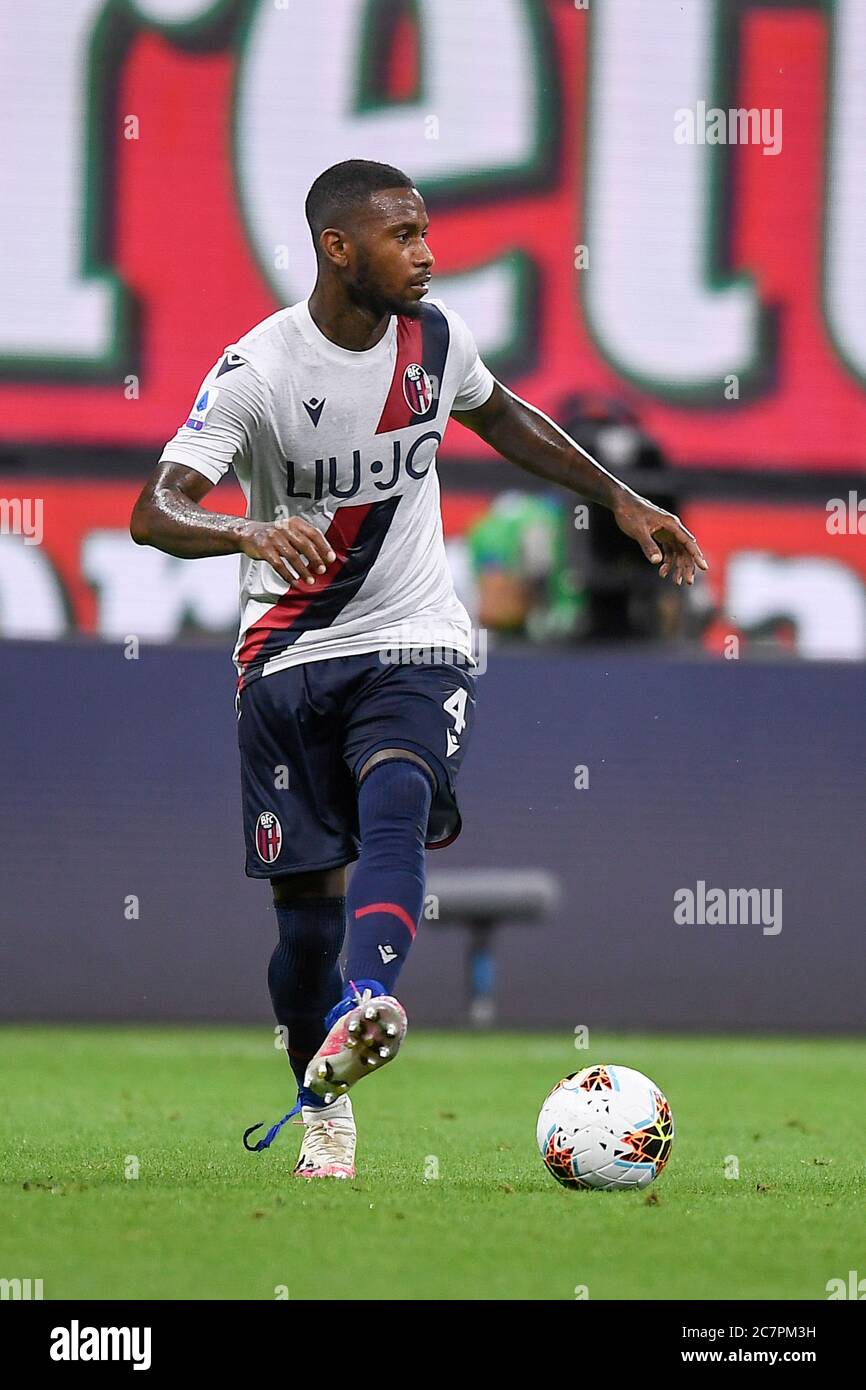 Stefano Denswil (Bologna) during the Italian 'Serie A' match between Milan 5-1 Bologna at Giuseppe Meazza Stadium on July 18, 2020 in Milano, Italy. Credit: Maurizio Borsari/AFLO/Alamy Live News Stock Photo