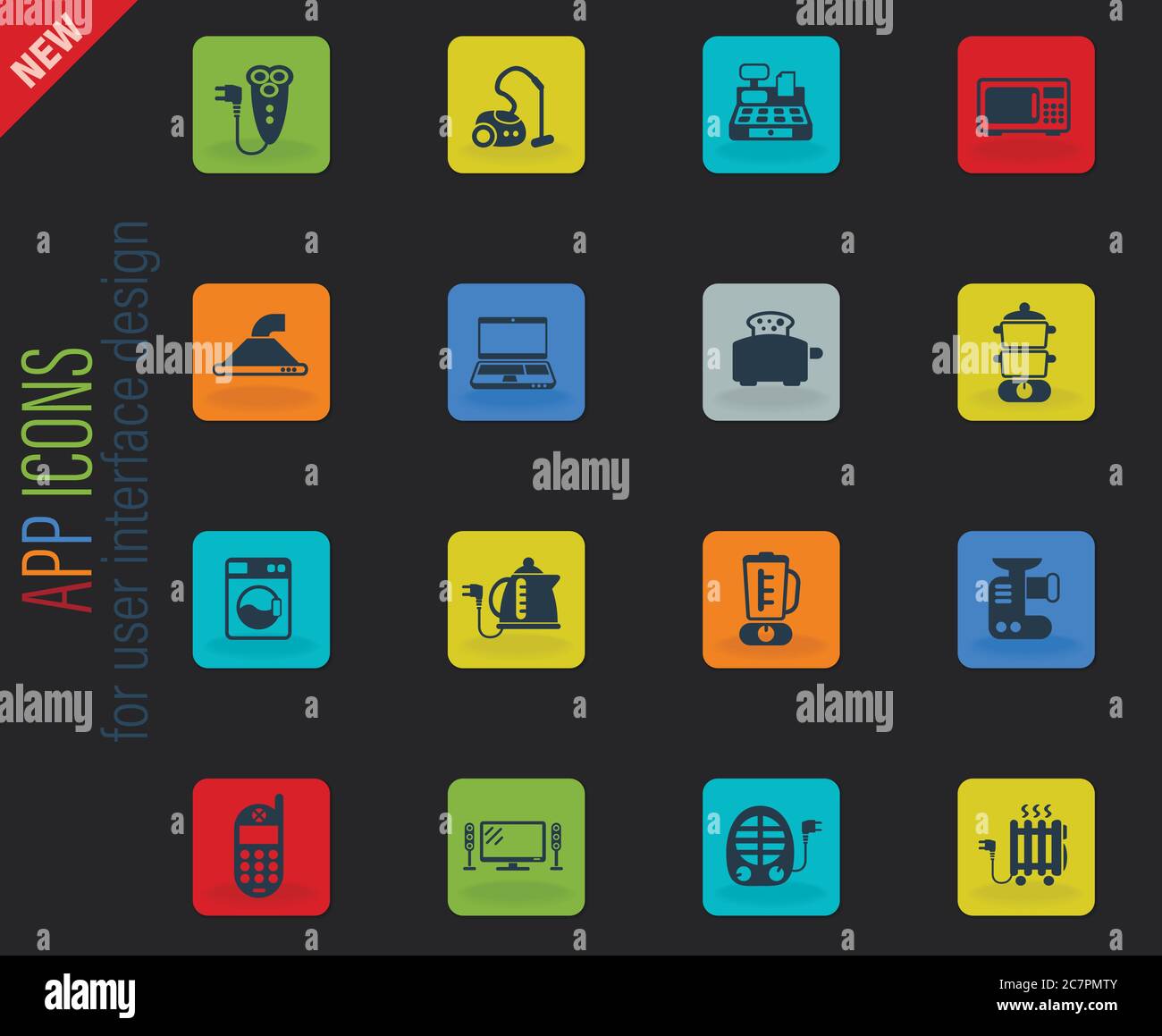 electronics supermarket icon set Stock Vector