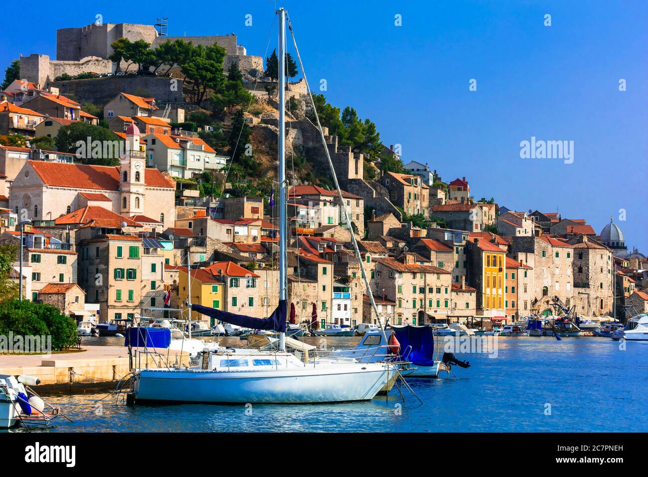 Beautiful places of Croatia - magnifiicent medieval town Sibenik in Adriatic coast Stock Photo