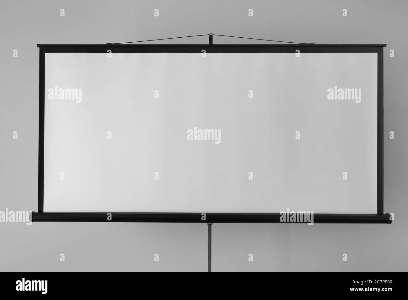 Modern projector screen on grey background Stock Photo Alamy