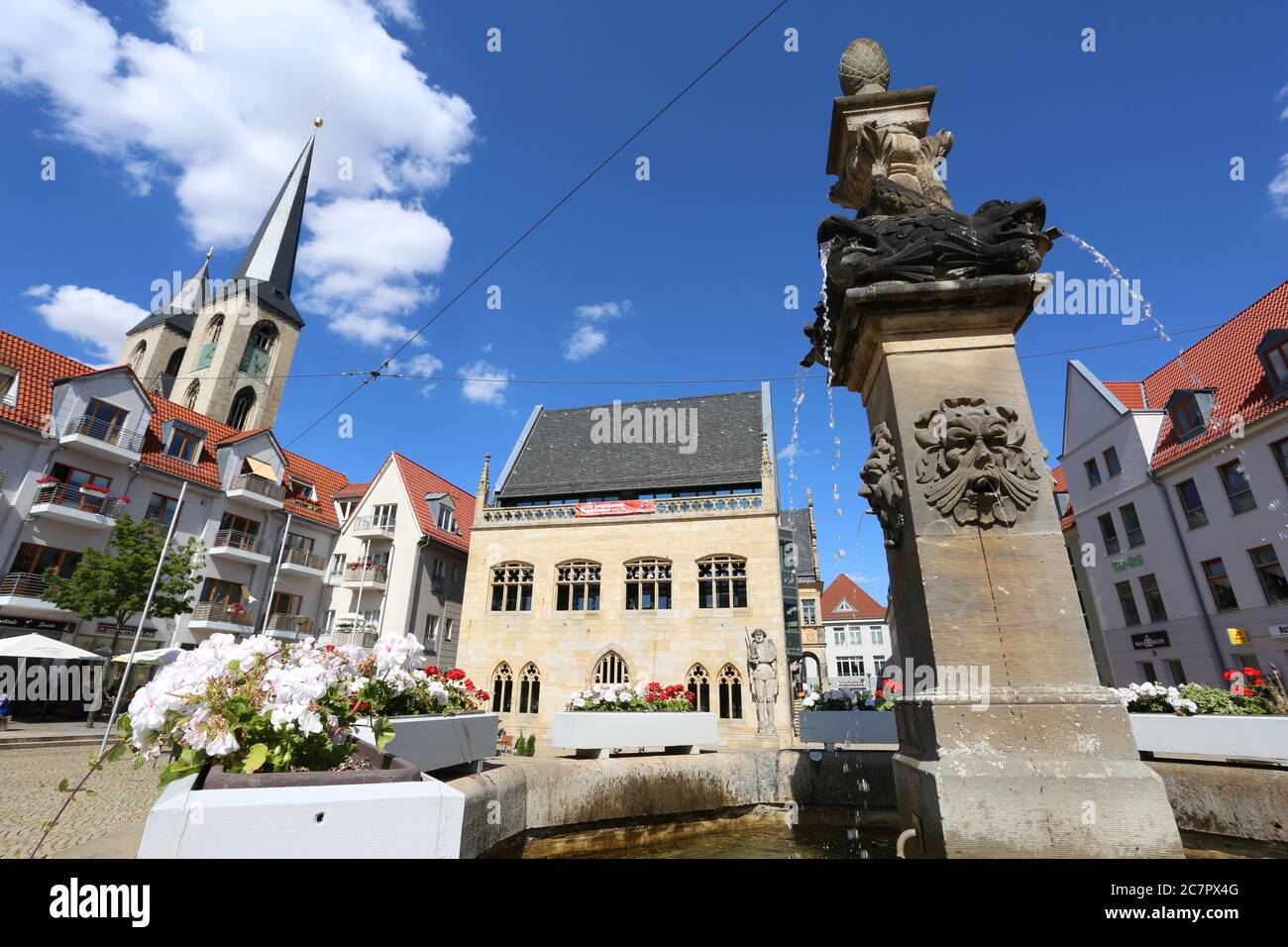 Halberstadt, Germany. 13th July, 2020. The Halberstadt town hall, recorded on election Sunday for the mayoral election. In the run-off vote, two candidates apply for the office of Lord Mayor of Halberstadt and for moving into the town hall. Credit: Matthias Bein/dpa-Zentralbild/ZB/dpa/Alamy Live News Stock Photo