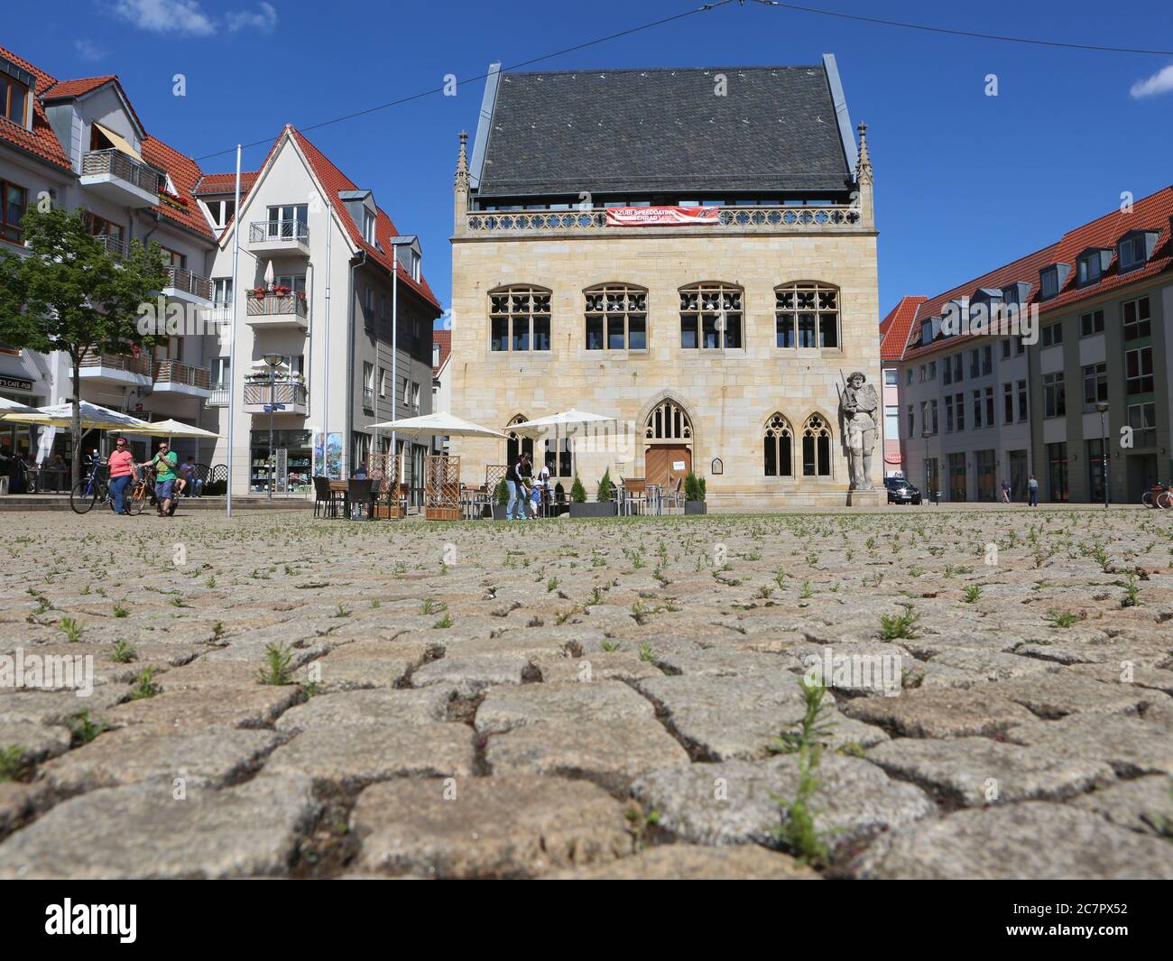 Halberstadt, Germany. 13th July, 2020. The Halberstadt town hall, recorded on election Sunday for the mayoral election. In the run-off vote, two candidates apply for the office of Lord Mayor of Halberstadt and for moving into the town hall. Credit: Matthias Bein/dpa-Zentralbild/ZB/dpa/Alamy Live News Stock Photo