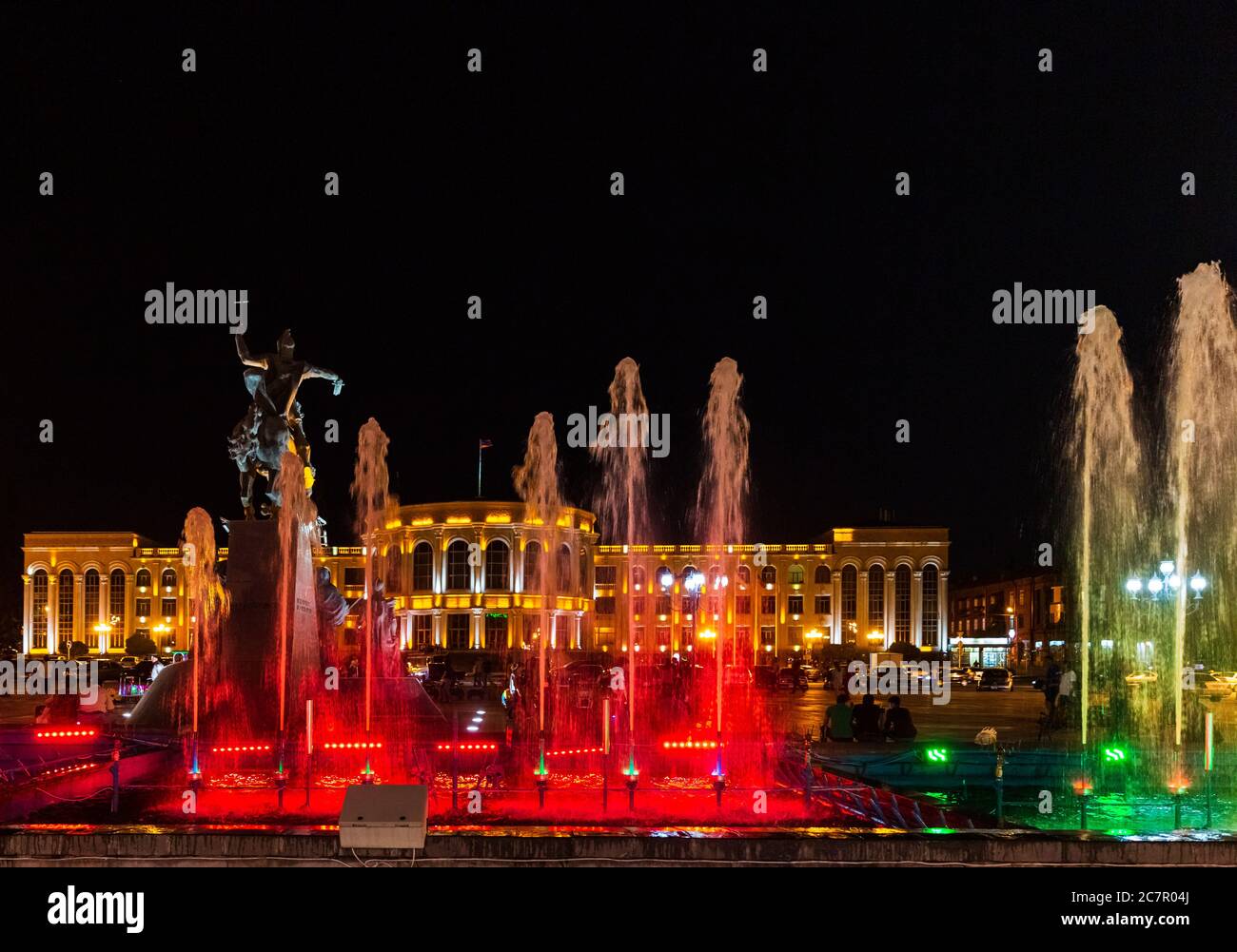 Gyumri , Armenia - August 15, 2019 : singing fountains of Vartanants Square landmark of Gyumri Shirak Armenia eastern Europe Stock Photo