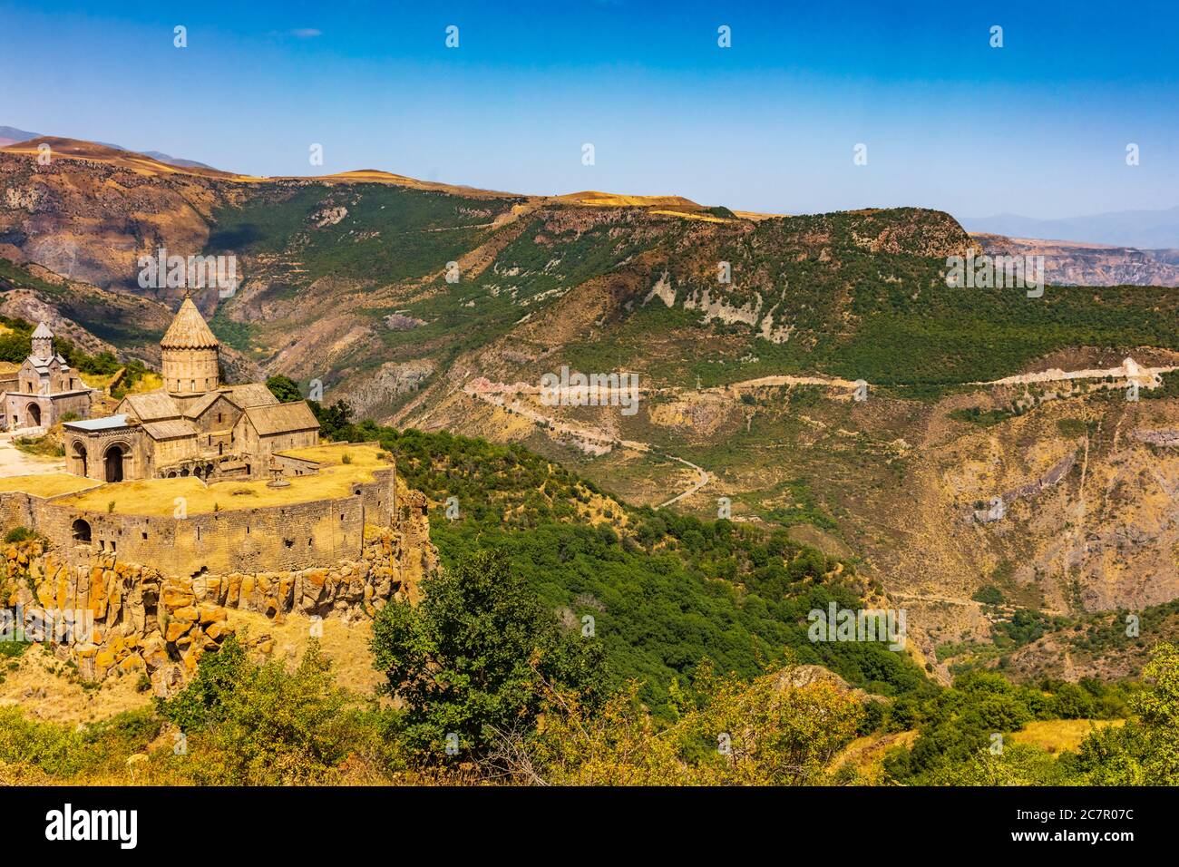Tatev monastery panorama landscape mountains  landmark of Syunik province Armenia eastern Europe Stock Photo