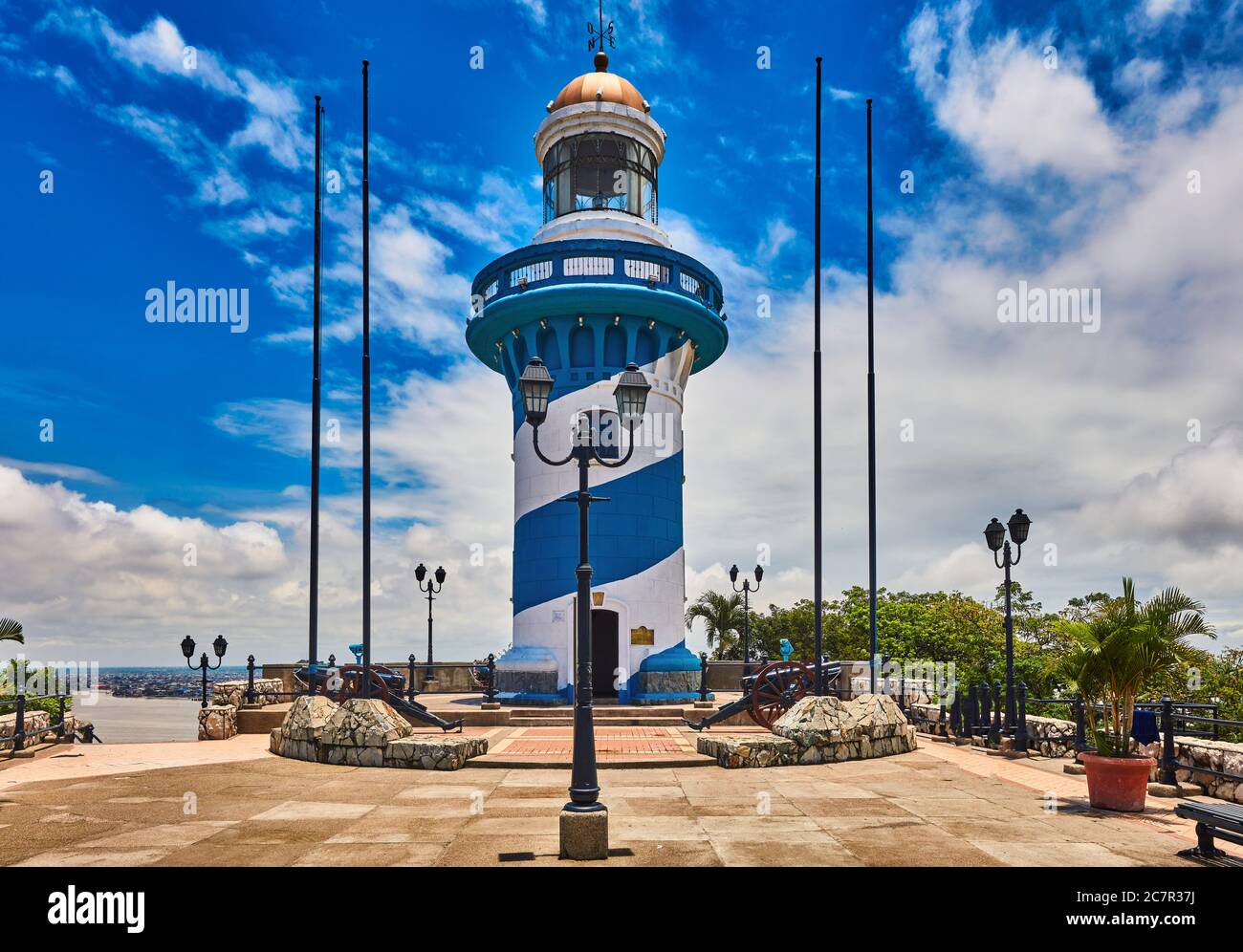 Guayaquil , Ecuador- March 8 , 2020 : Lighthouse of Santa Anna fort Las Penas district landmark of Guayaquil  Ecuador in south america Stock Photo