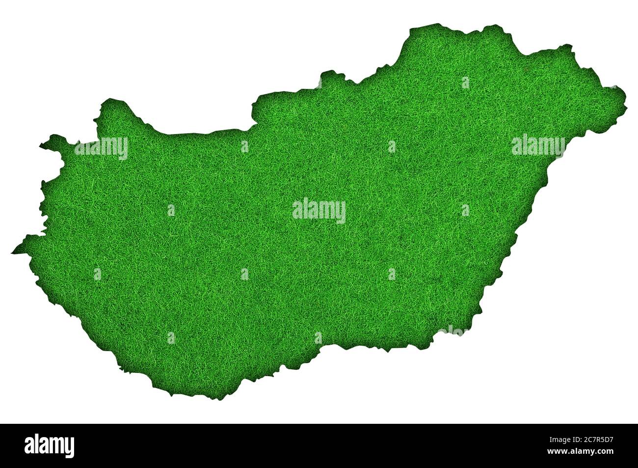 Map of Hungary on green felt Stock Photo