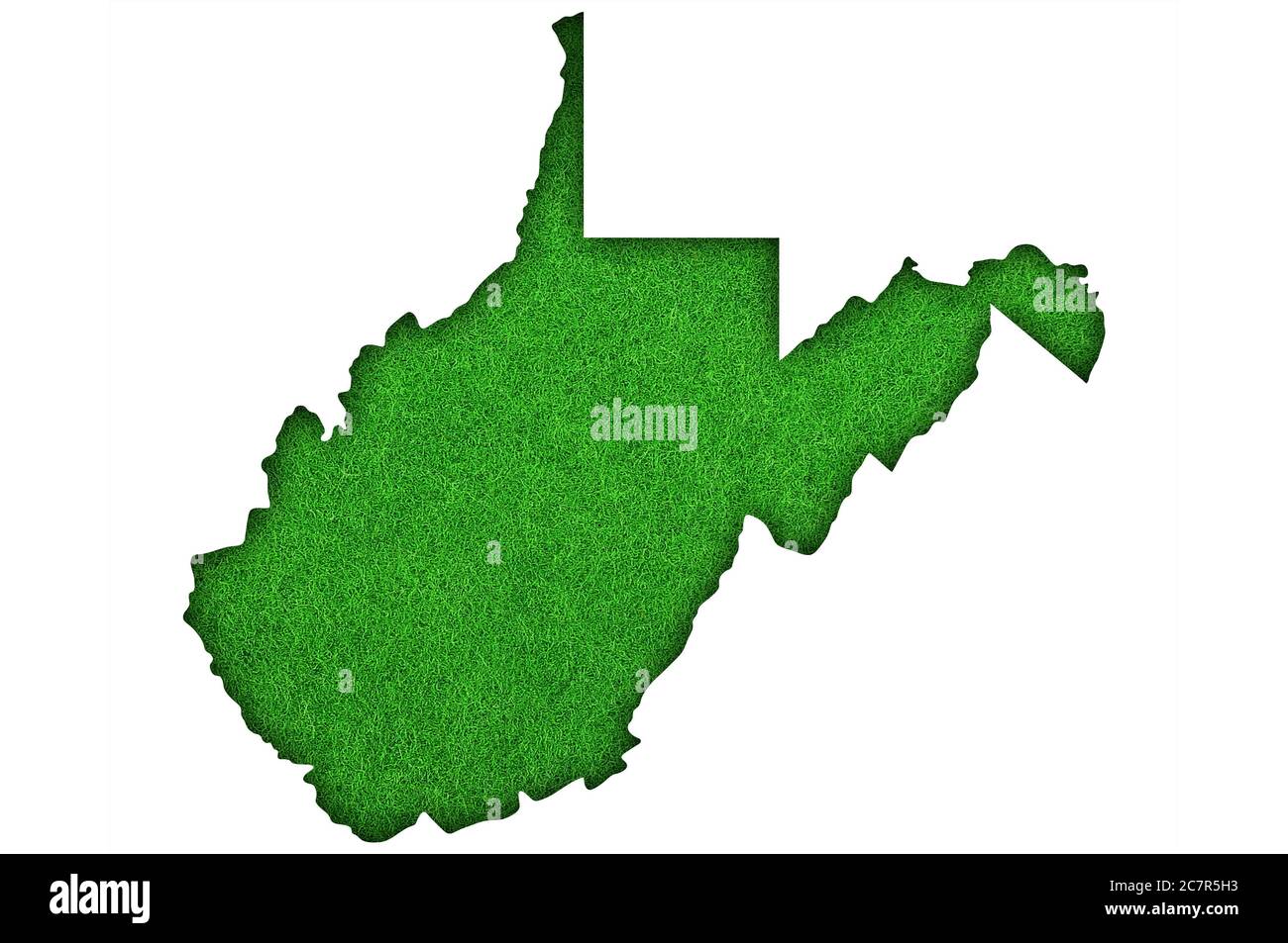 Map of West Virginia on green felt Stock Photo - Alamy