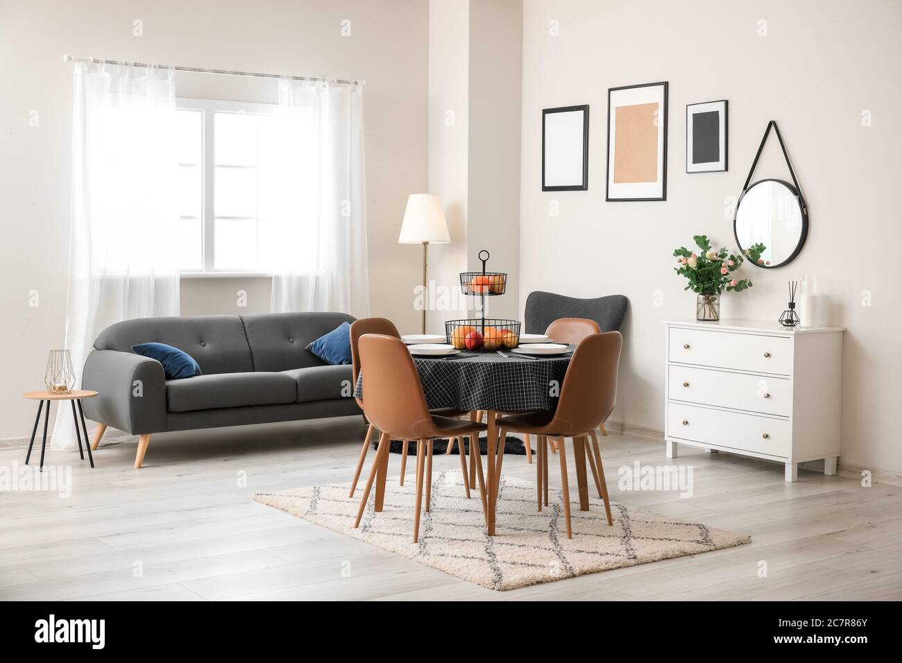Interior of modern stylish dining room Stock Photo - Alamy