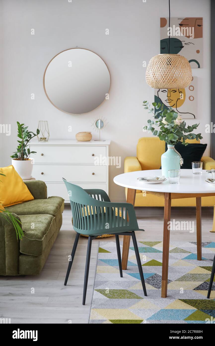 Interior of modern stylish dining room Stock Photo - Alamy