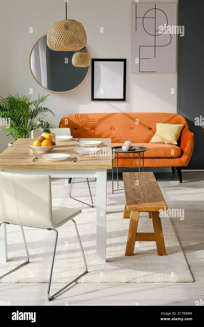 Interior of modern stylish dining room Stock Photo - Alamy