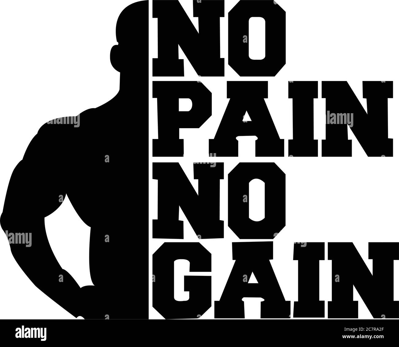 No Pain No Gain. Motivational quotes for gym lovers and for hard-working people. Anyone can relate to these quotes no pain no gain Stock Vector
