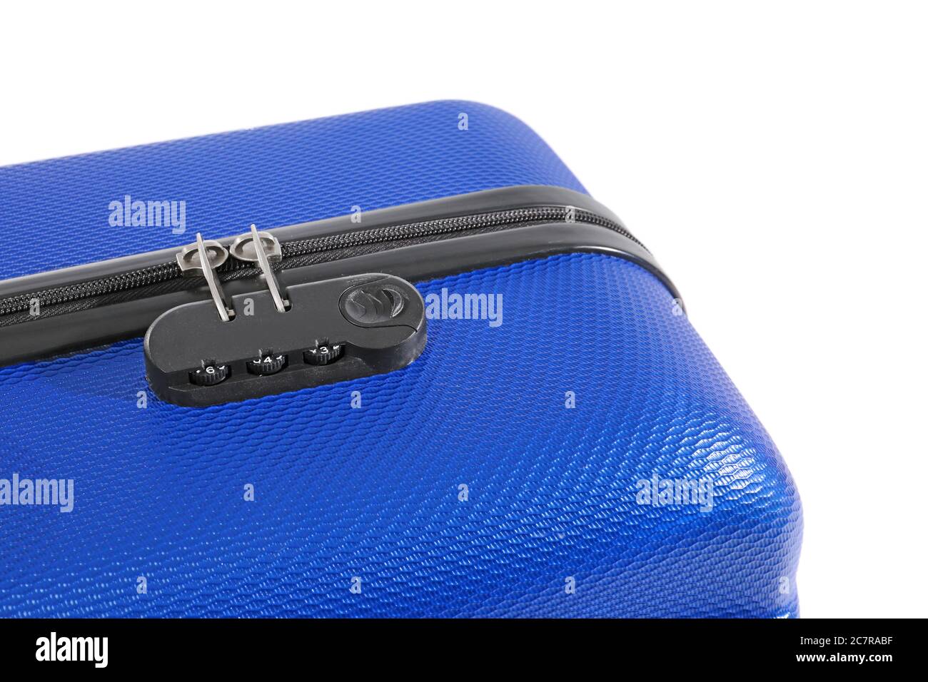 Suitcase with lock on white background, closeup Stock Photo - Alamy