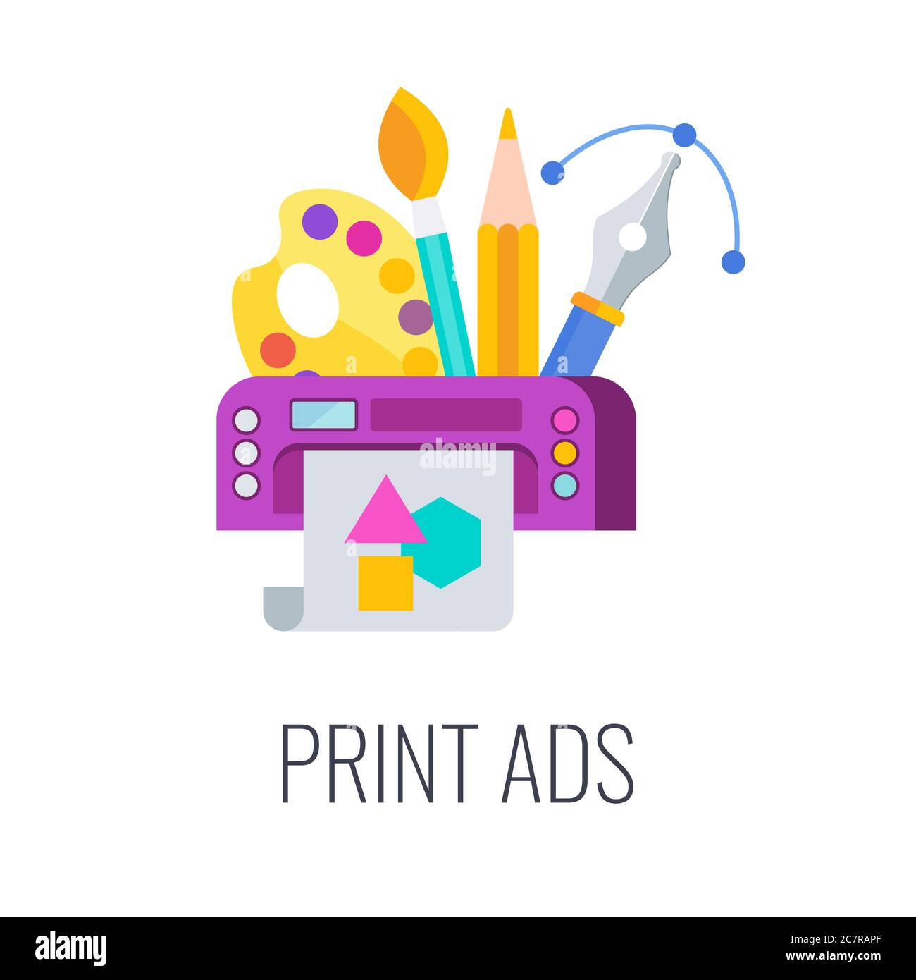 Print advertisement icon. Flat vector cartoon illustration. Stock Vector