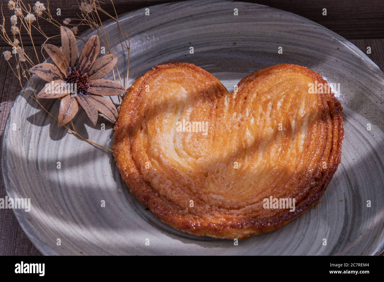 Butter Palmier Bread French Pastry In Palm Leaf Or A Butterfly Shape Sometime Look Like Pig S Ear Or Elephant Ear On Classic White Plate Selective F Stock Photo Alamy
