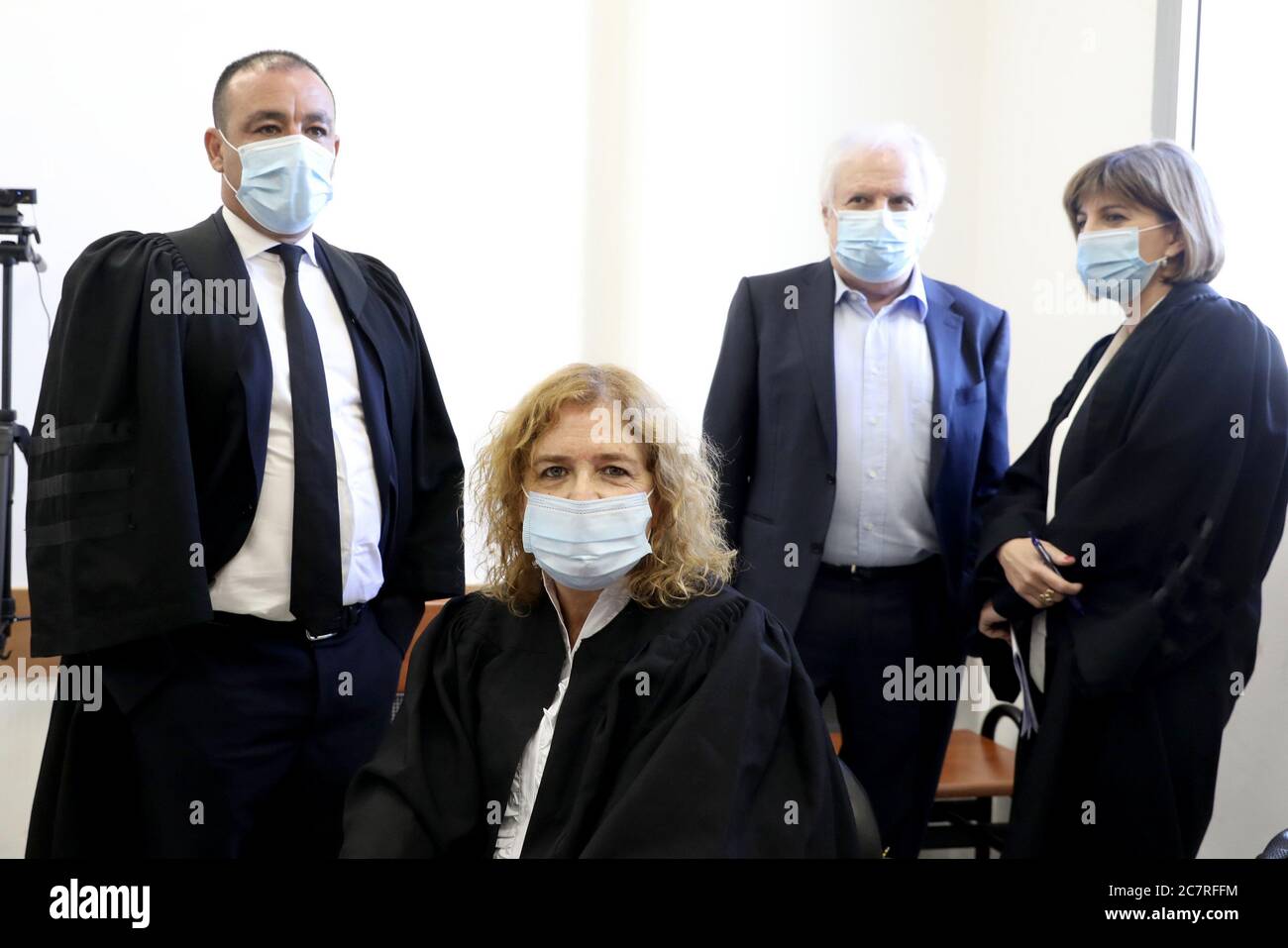 Jerusalem, Israel. 19th July, 2020. Liat Ben Ari, plaintiff in the trial against Prime Minister Benjamin Netanyahu, is seen at District Court in Jerusalem, Israel, ahead of the hearing on Sunday, July 19, 2020. Netanyahu has been charged with counts of bribery, fraud and breach of trust, becoming the first Israeli leader to be tried for alleged corruption while still in office. Pool Photo by Marc Israel/UPI Credit: UPI/Alamy Live News Stock Photo