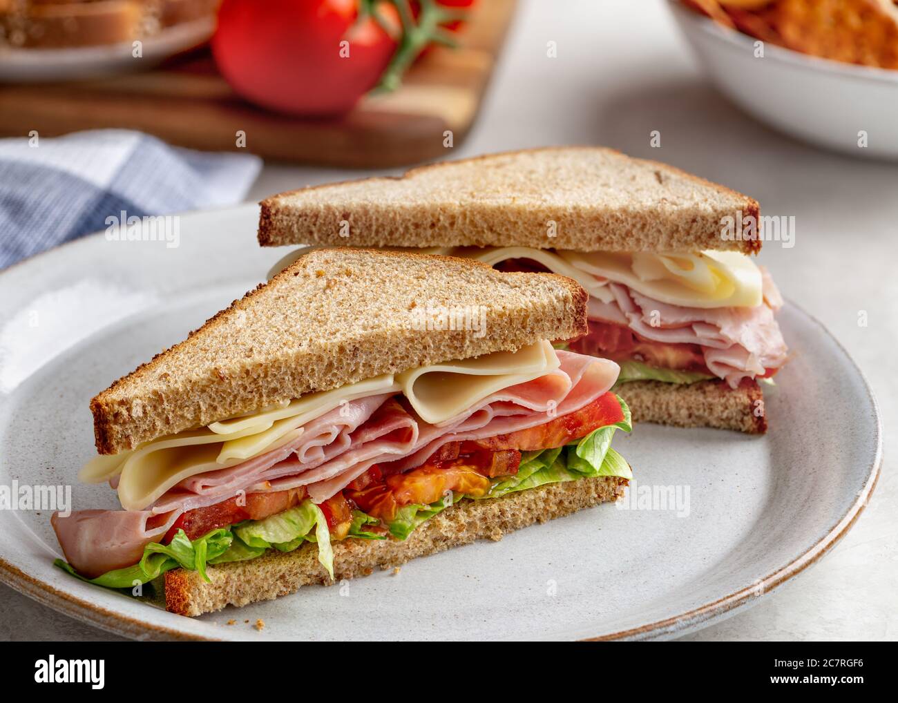 Ham cheese tomato lettuce sandwich hires stock photography and images