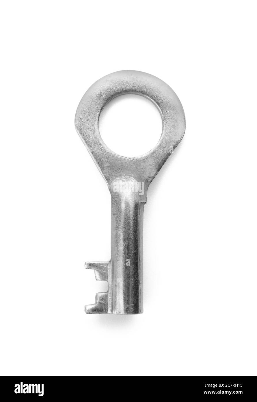 Old key on white background Stock Photo Alamy